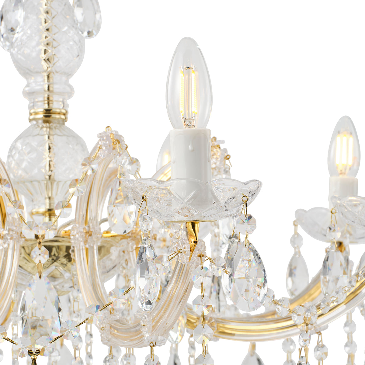 Zurich 8 Light Crystal Glass Chandelier, Gold