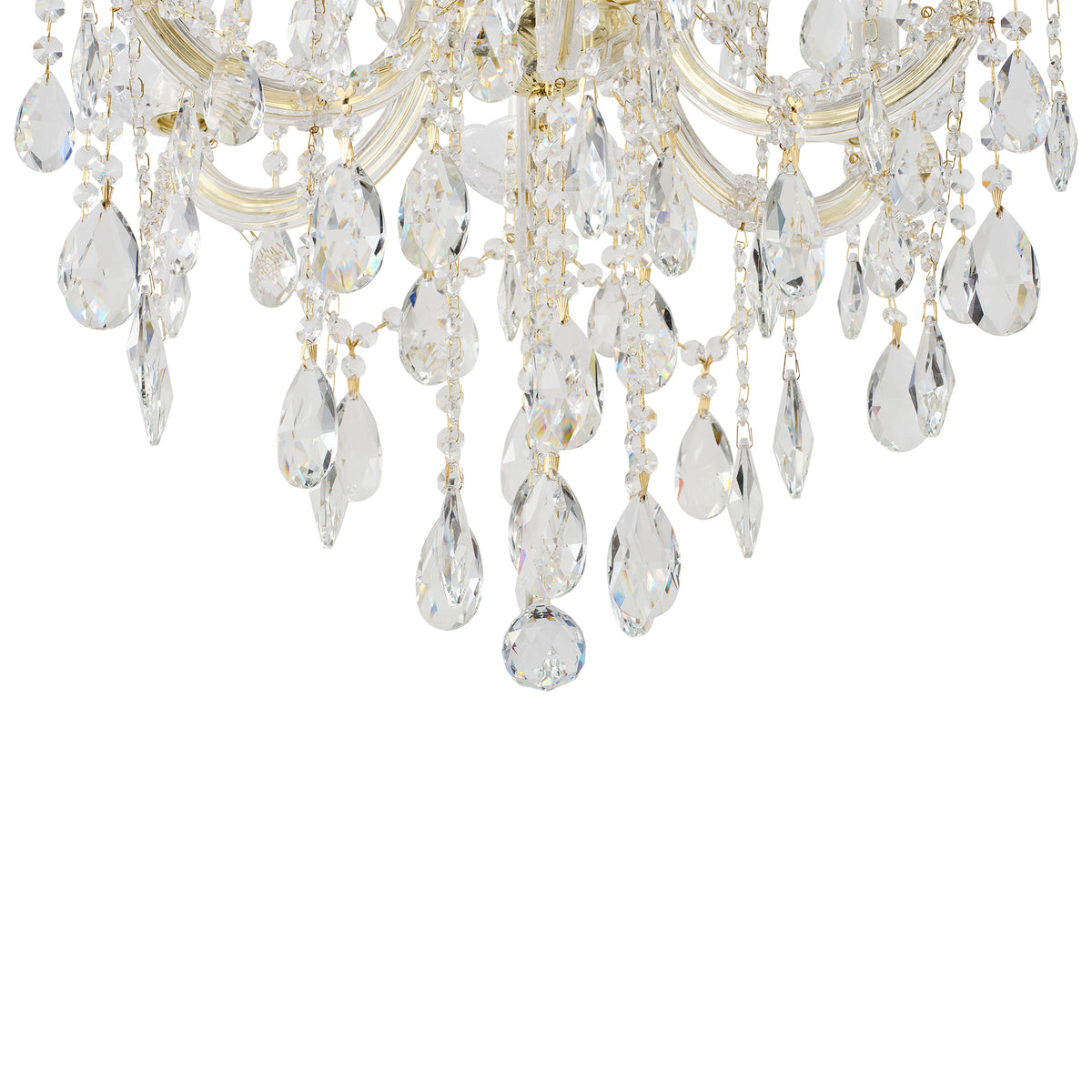 Zurich 9 Light Crystal Glass Chandelier, Gold