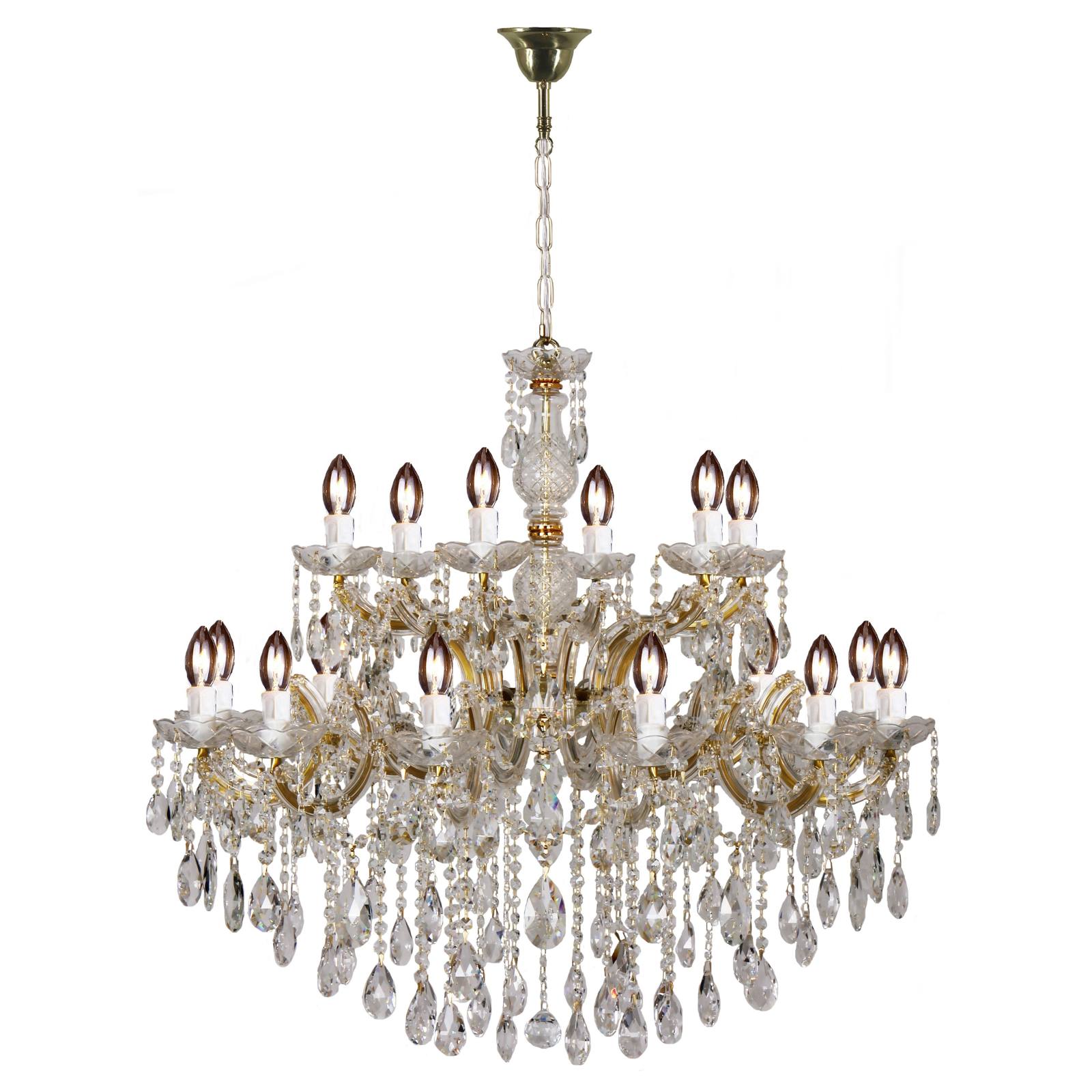 Zurich 18 Light Crystal Glass Chandelier, Gold