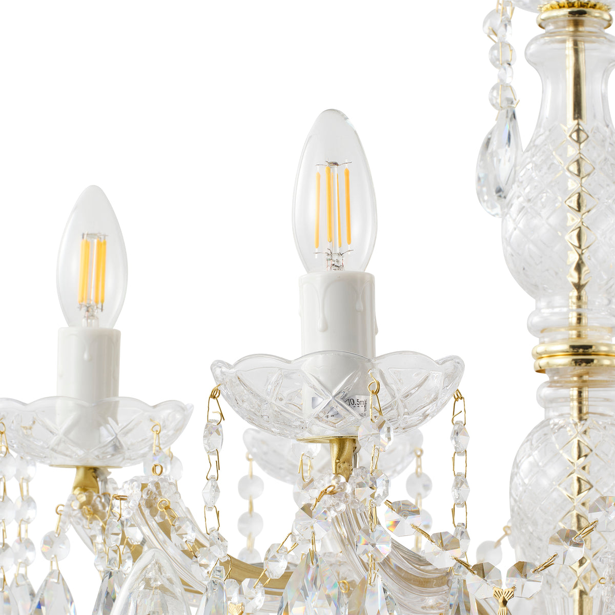 Zurich 18 Light Crystal Glass Chandelier, Gold