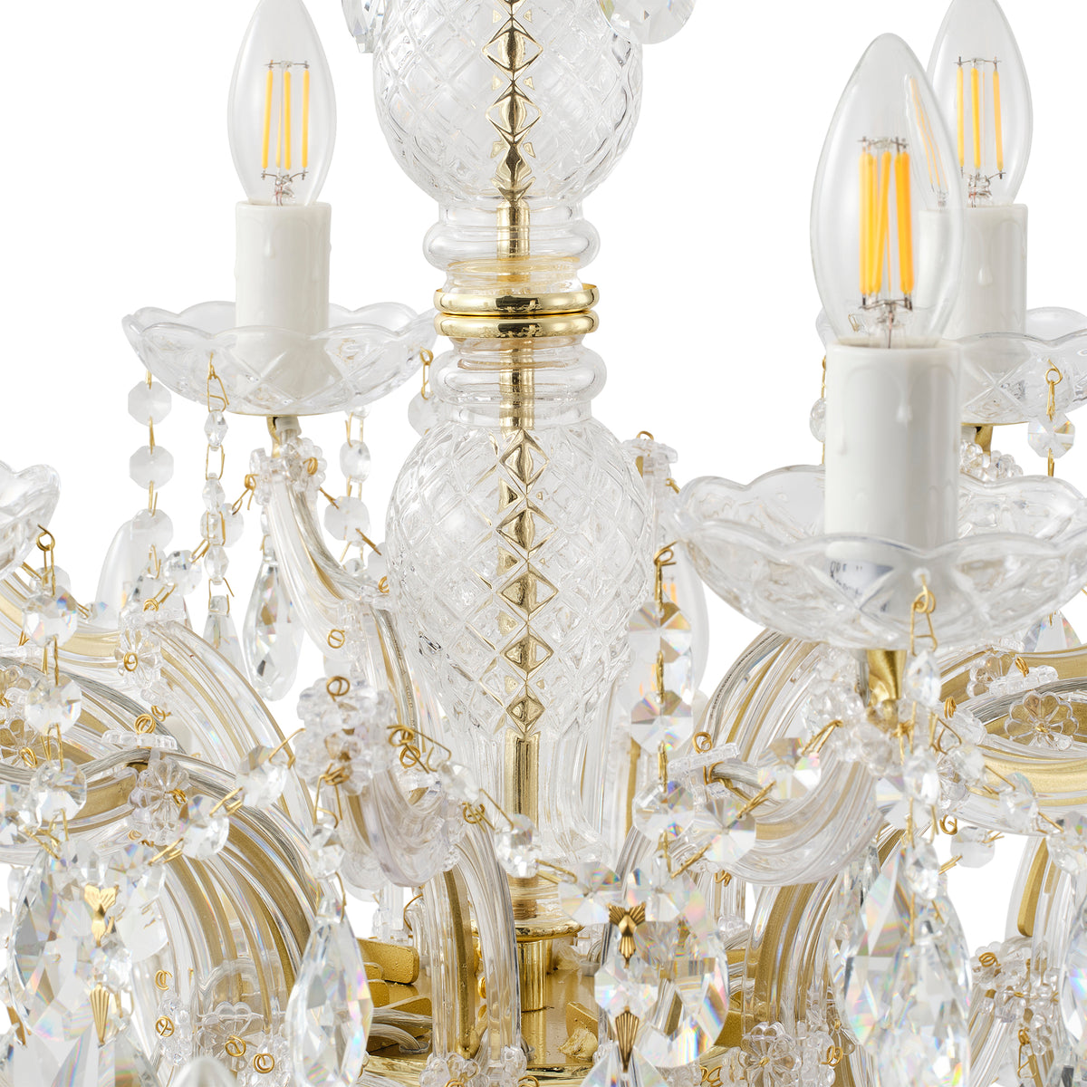 Zurich 18 Light Crystal Glass Chandelier, Gold
