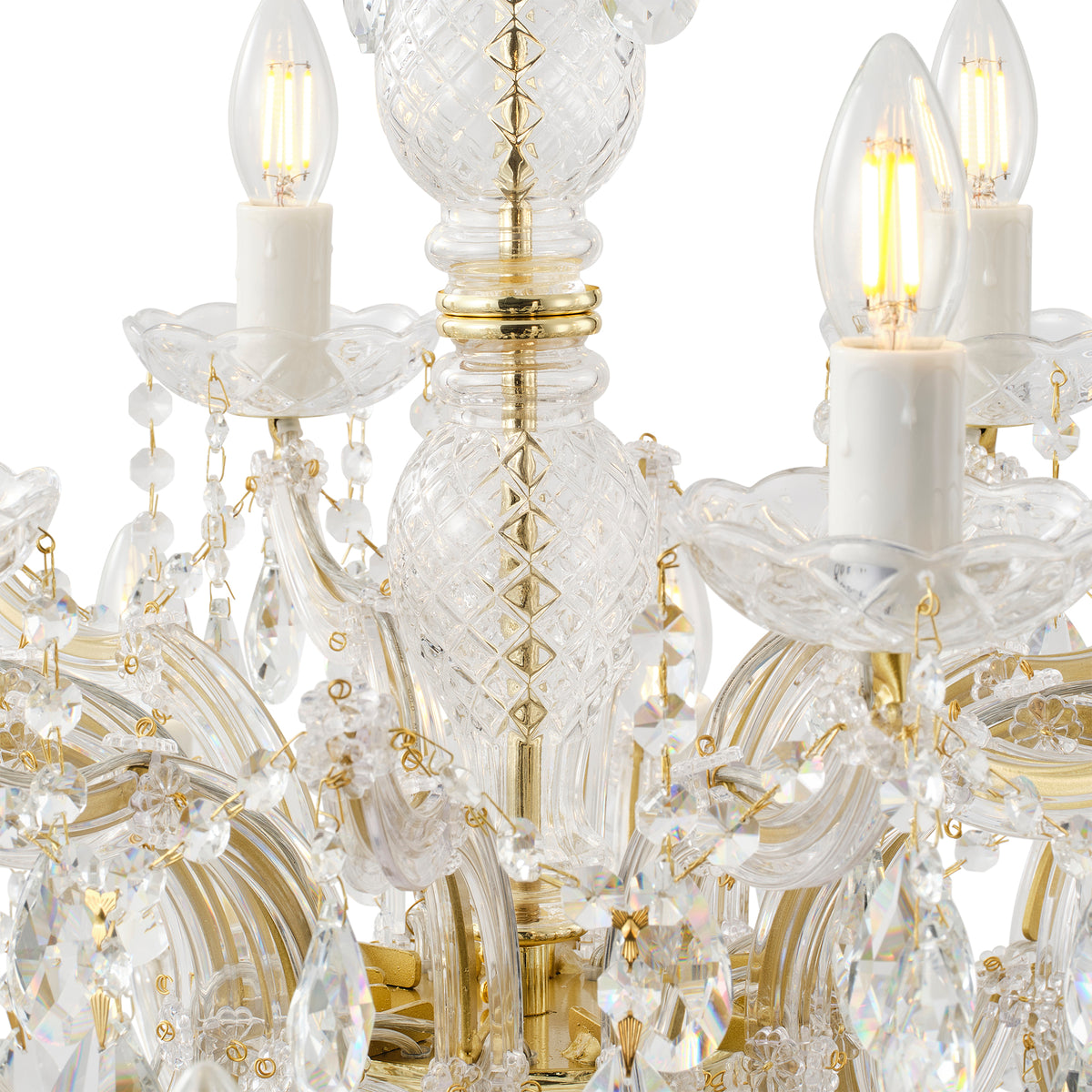 Zurich 18 Light Crystal Glass Chandelier, Gold