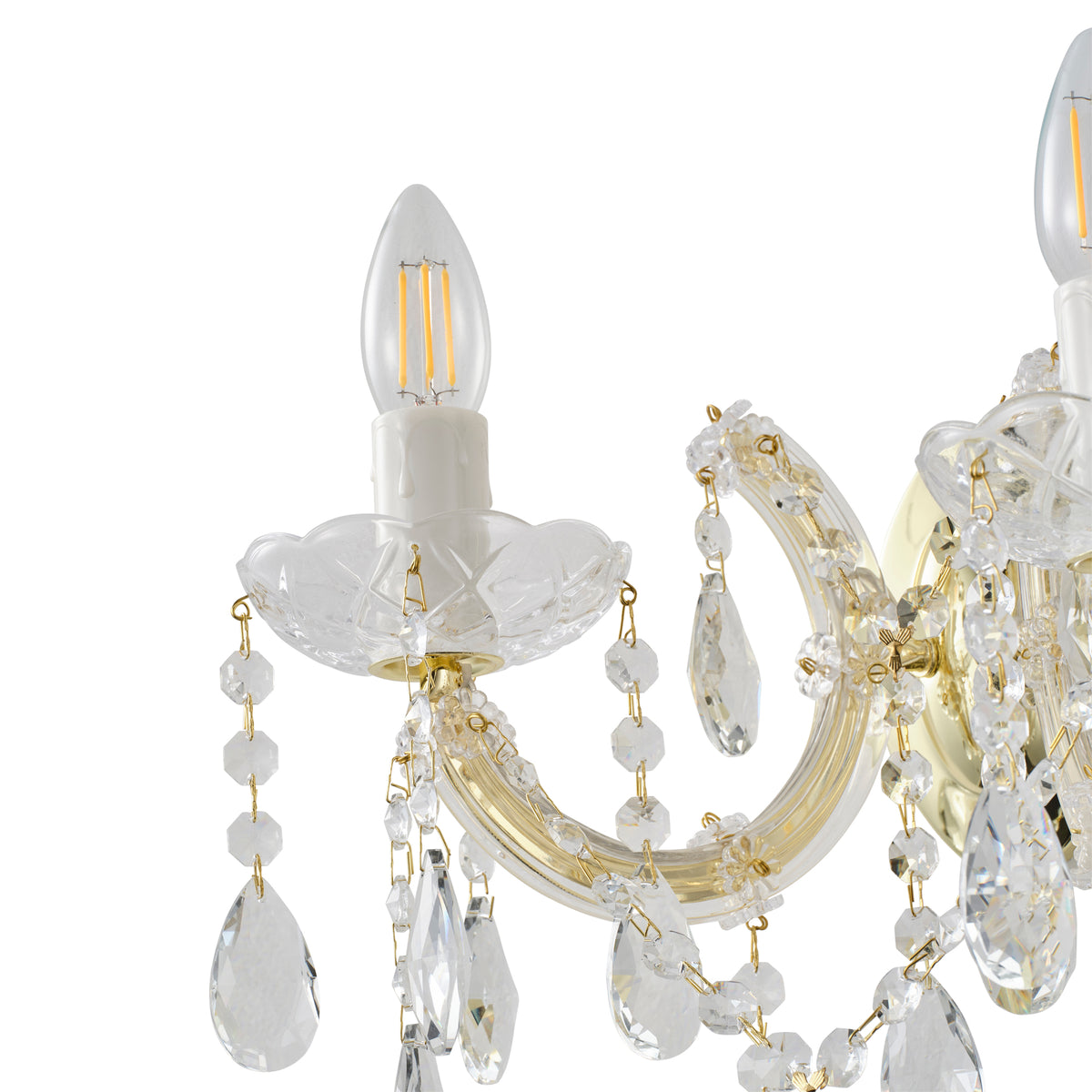 Zurich 2 Light Crystal Glass Wall Light, Gold