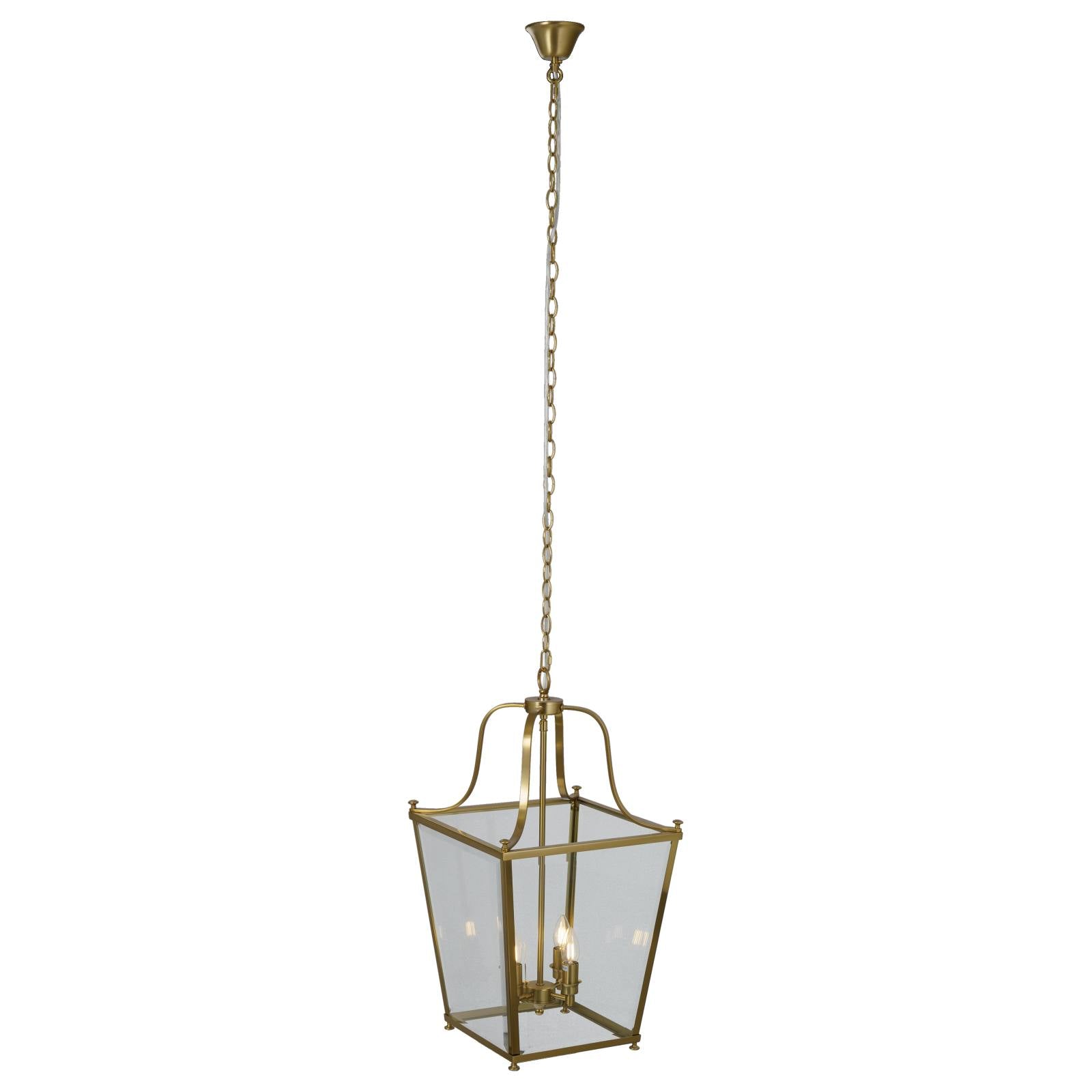 Montana Medium 4 Light Lantern Pendant, Satin Brass