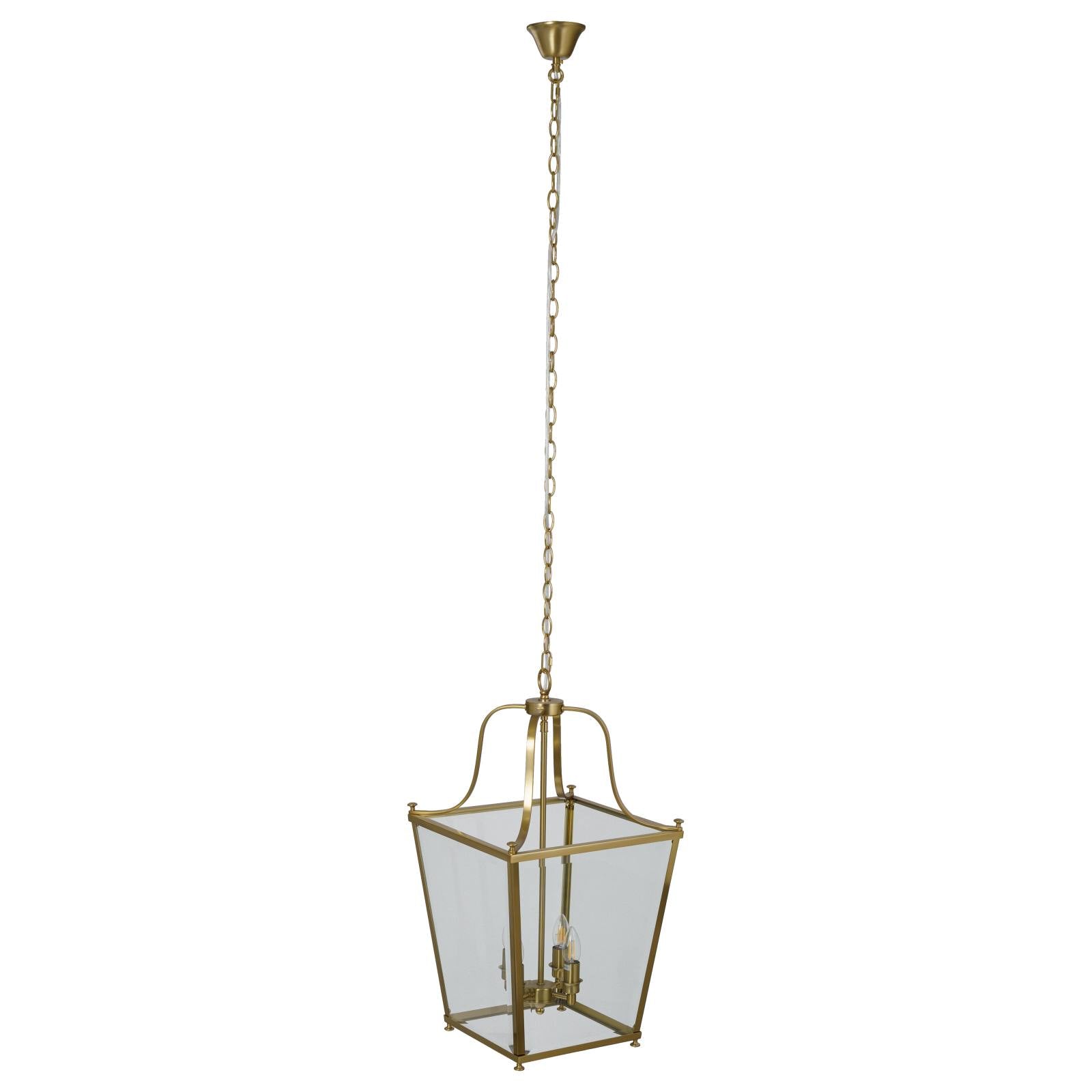 Montana Medium 4 Light Lantern Pendant, Satin Brass