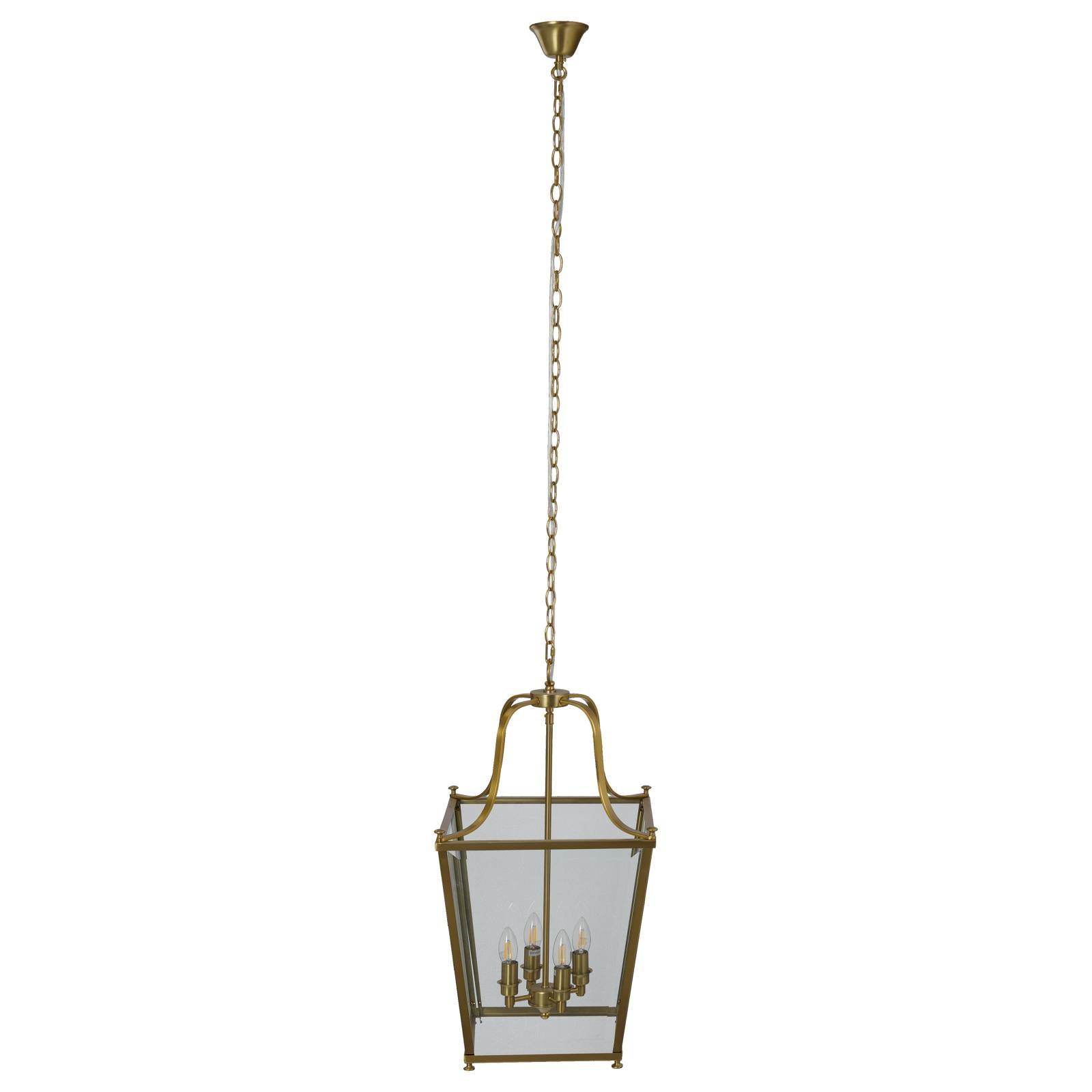 Montana Medium 4 Light Lantern Pendant, Satin Brass