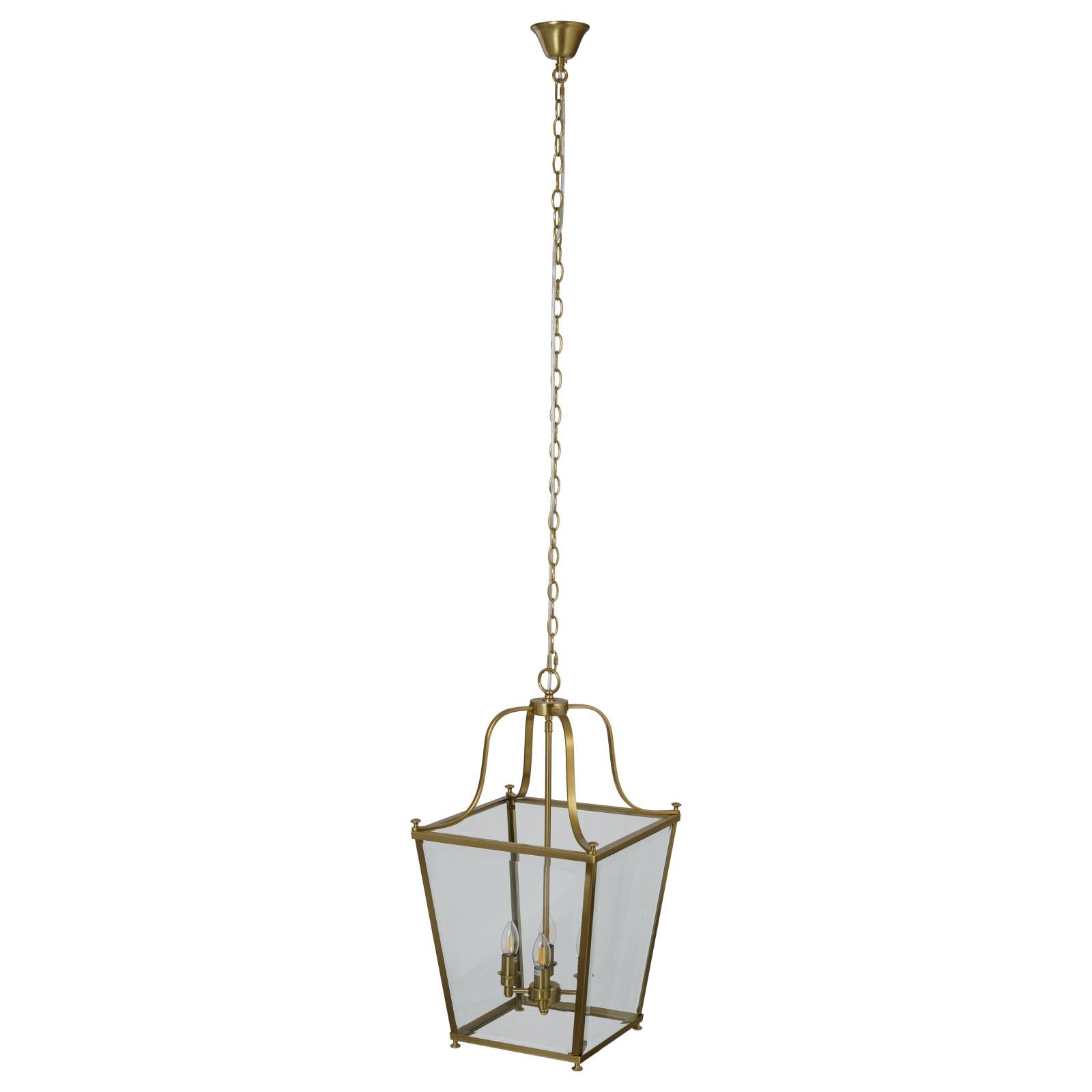 Montana Medium 4 Light Lantern Pendant, Satin Brass