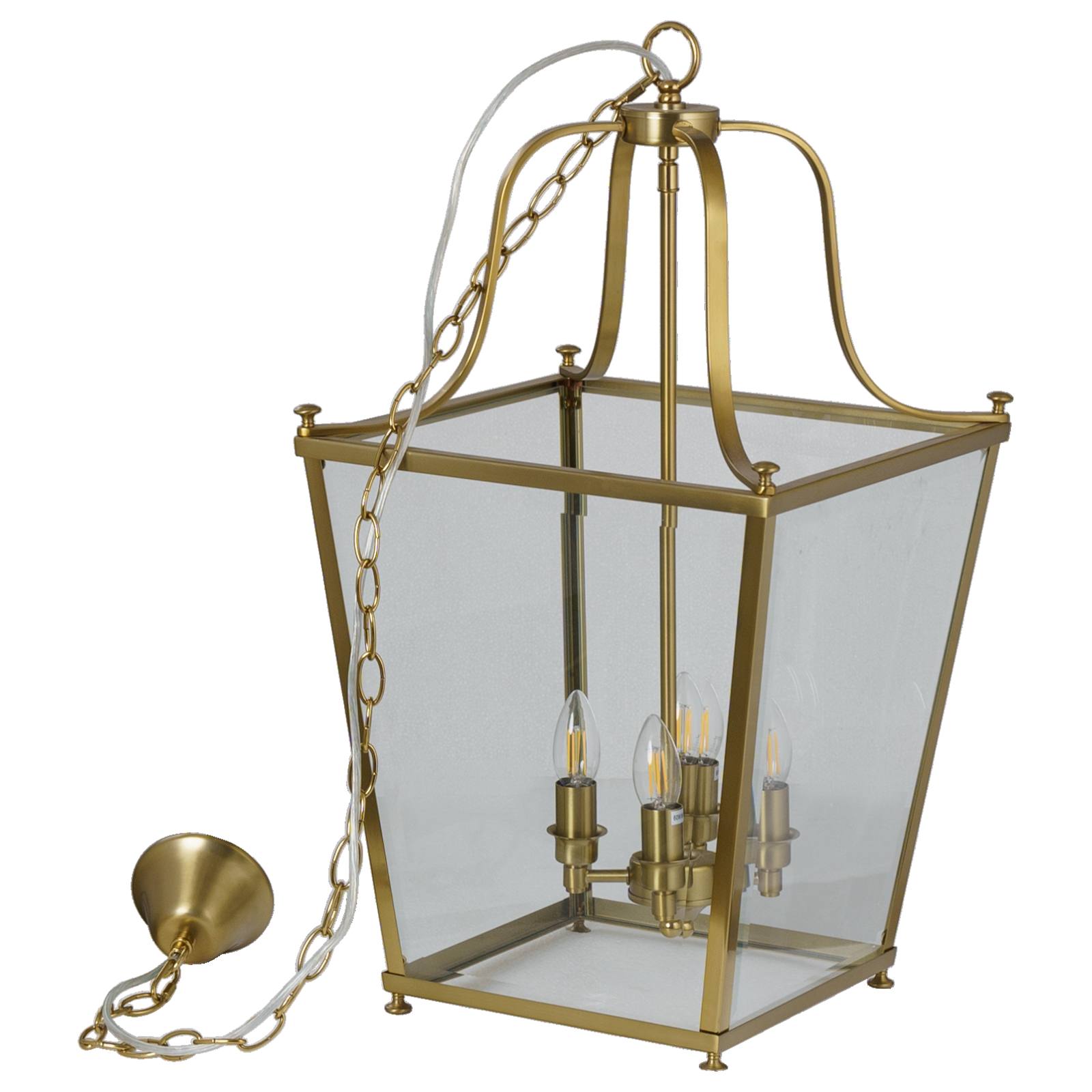 Montana Medium 4 Light Lantern Pendant, Satin Brass