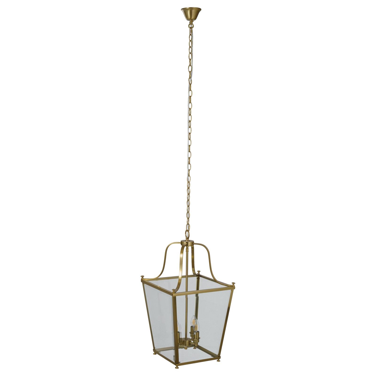 Montana Medium 4 Light Lantern Pendant, Satin Brass