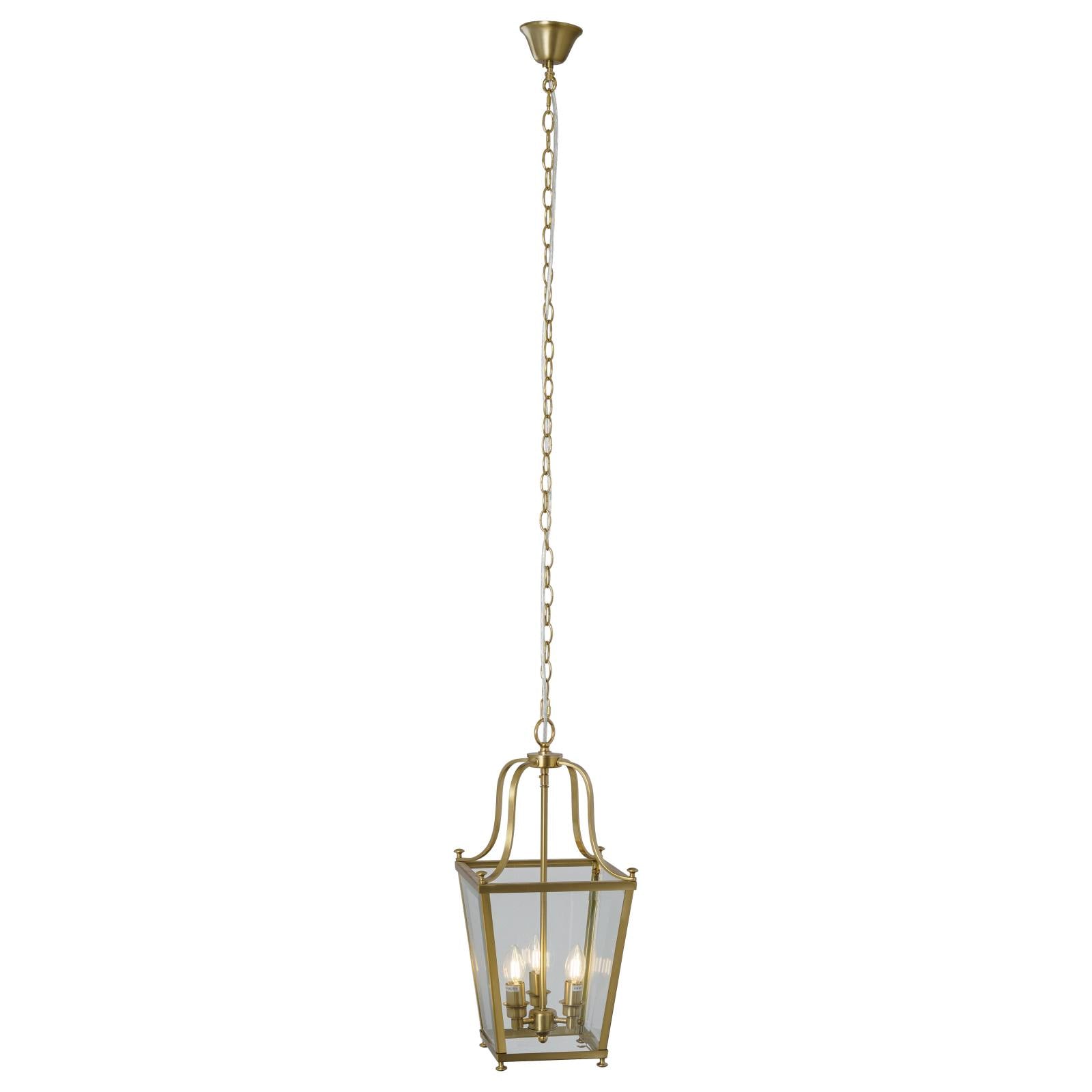 Montana Small 3 Light Lantern Pendant, Satin Brass