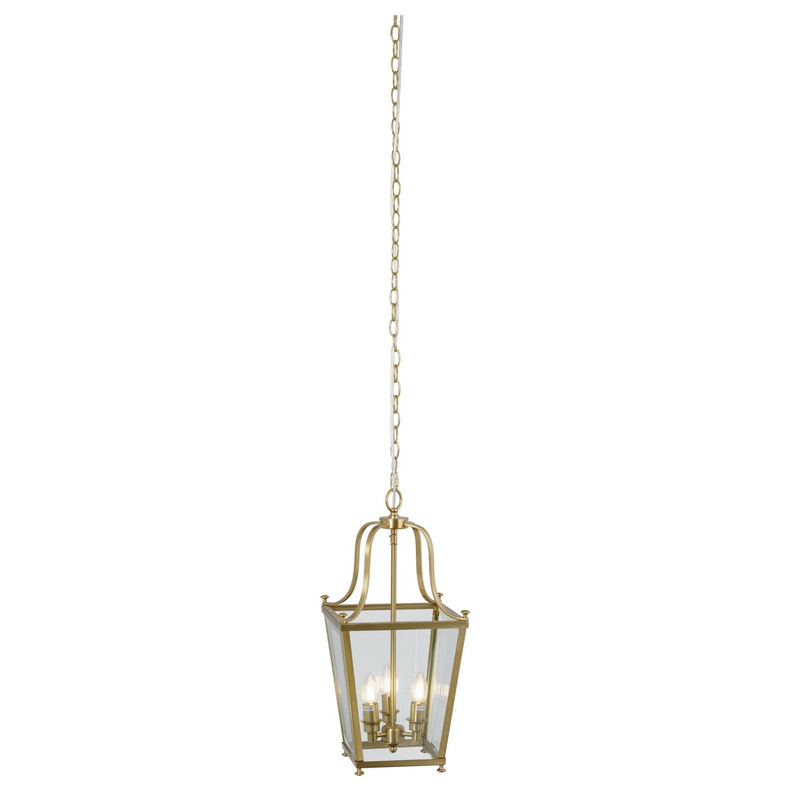 Montana Small 3 Light Lantern Pendant, Satin Brass