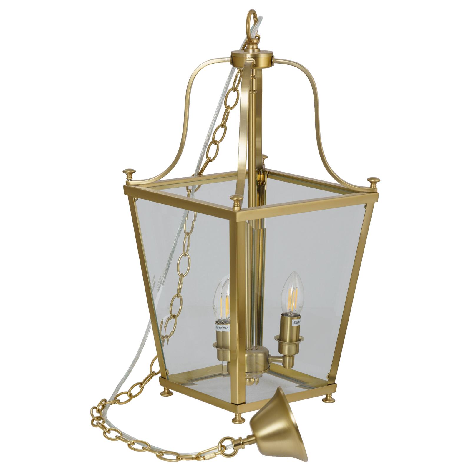 Montana Small 3 Light Lantern Pendant, Satin Brass