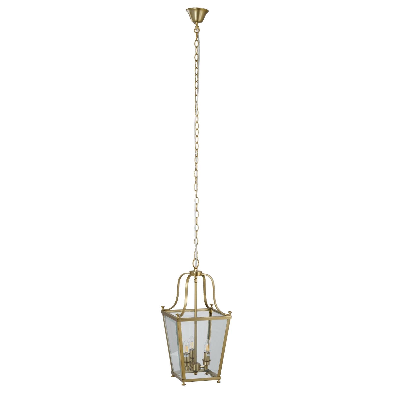Montana Small 3 Light Lantern Pendant, Satin Brass