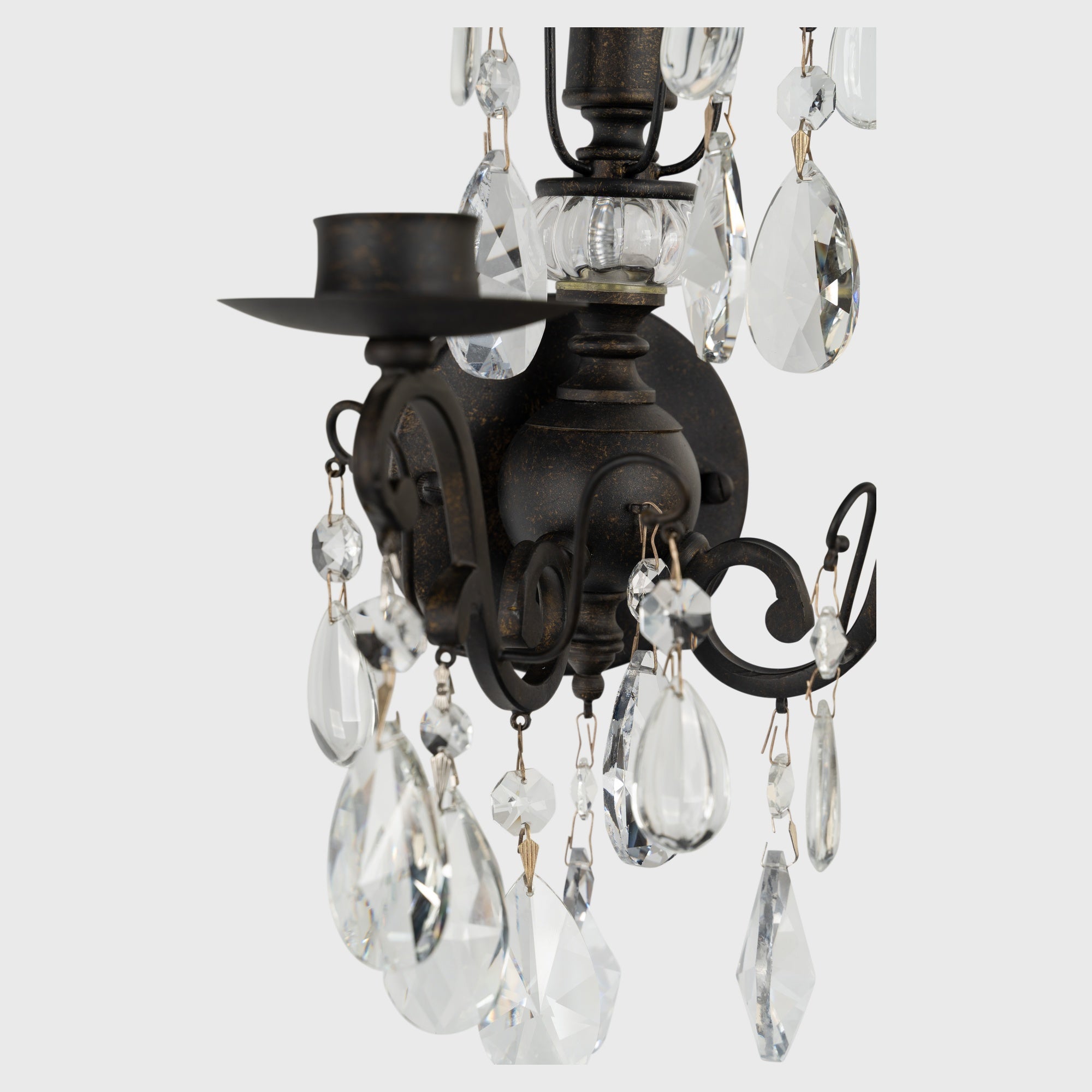 Salzburg 2 Light Crystal Glass Wall Light, Bronze