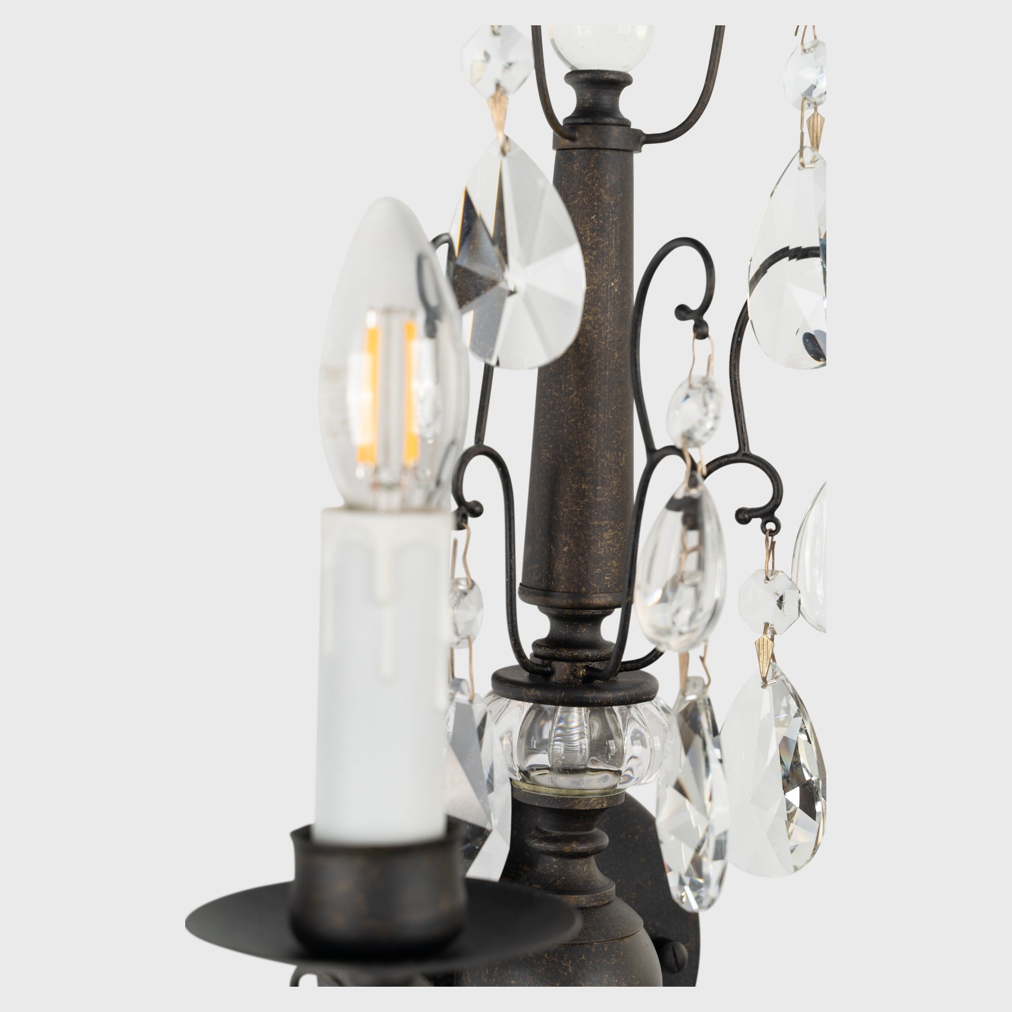 Salzburg 2 Light Crystal Glass Wall Light, Bronze