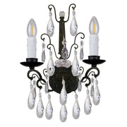 Salzburg 2 Light Crystal Glass Wall Light, Bronze