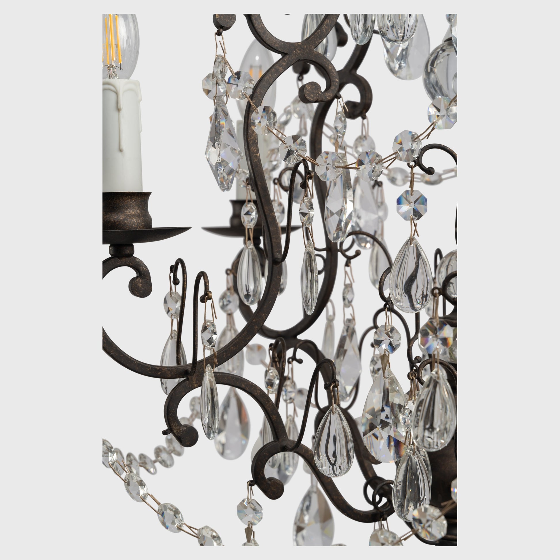 Salzburg 5 Light Crystal Glass Chandelier Light, Bronze