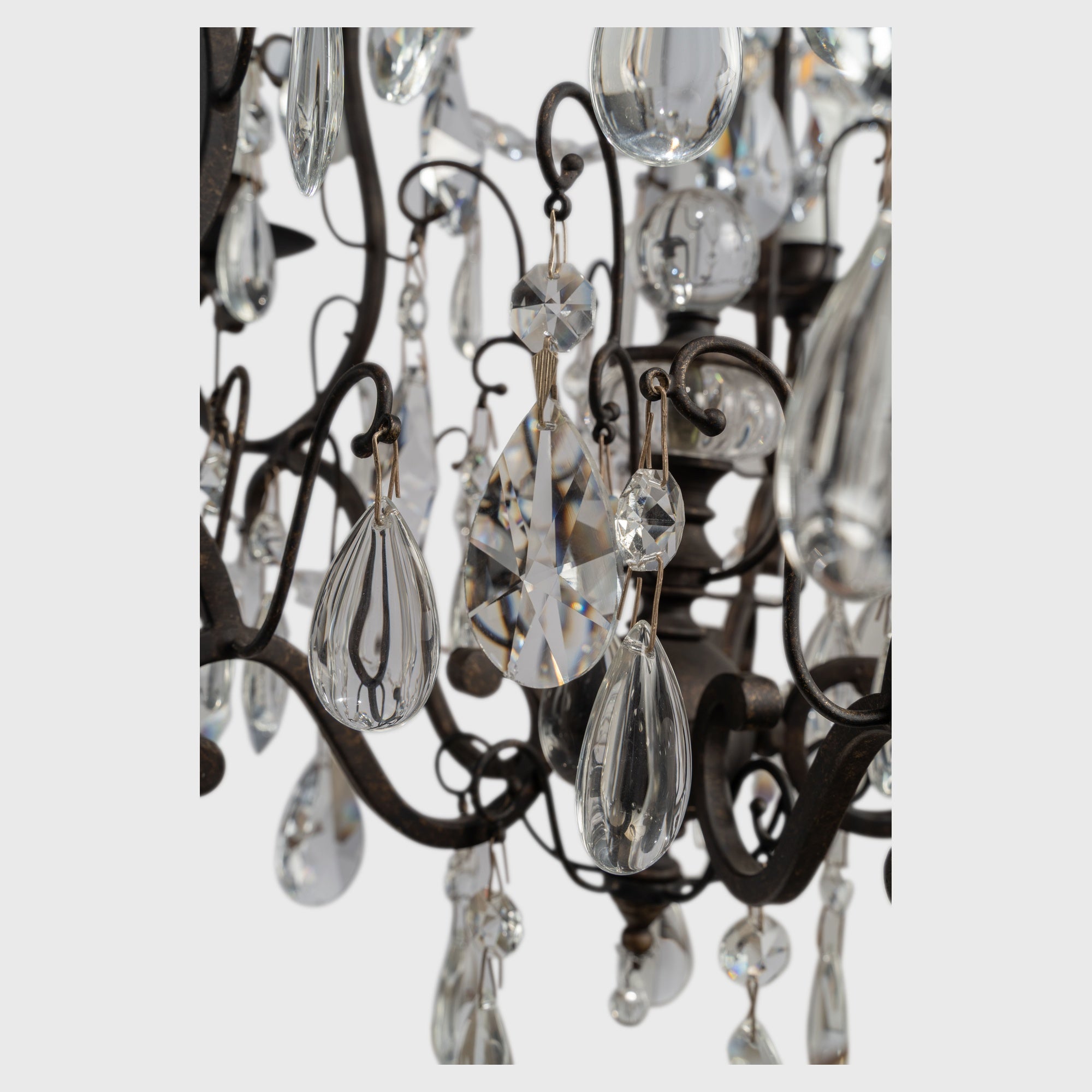 Salzburg 5 Light Crystal Glass Chandelier Light, Bronze