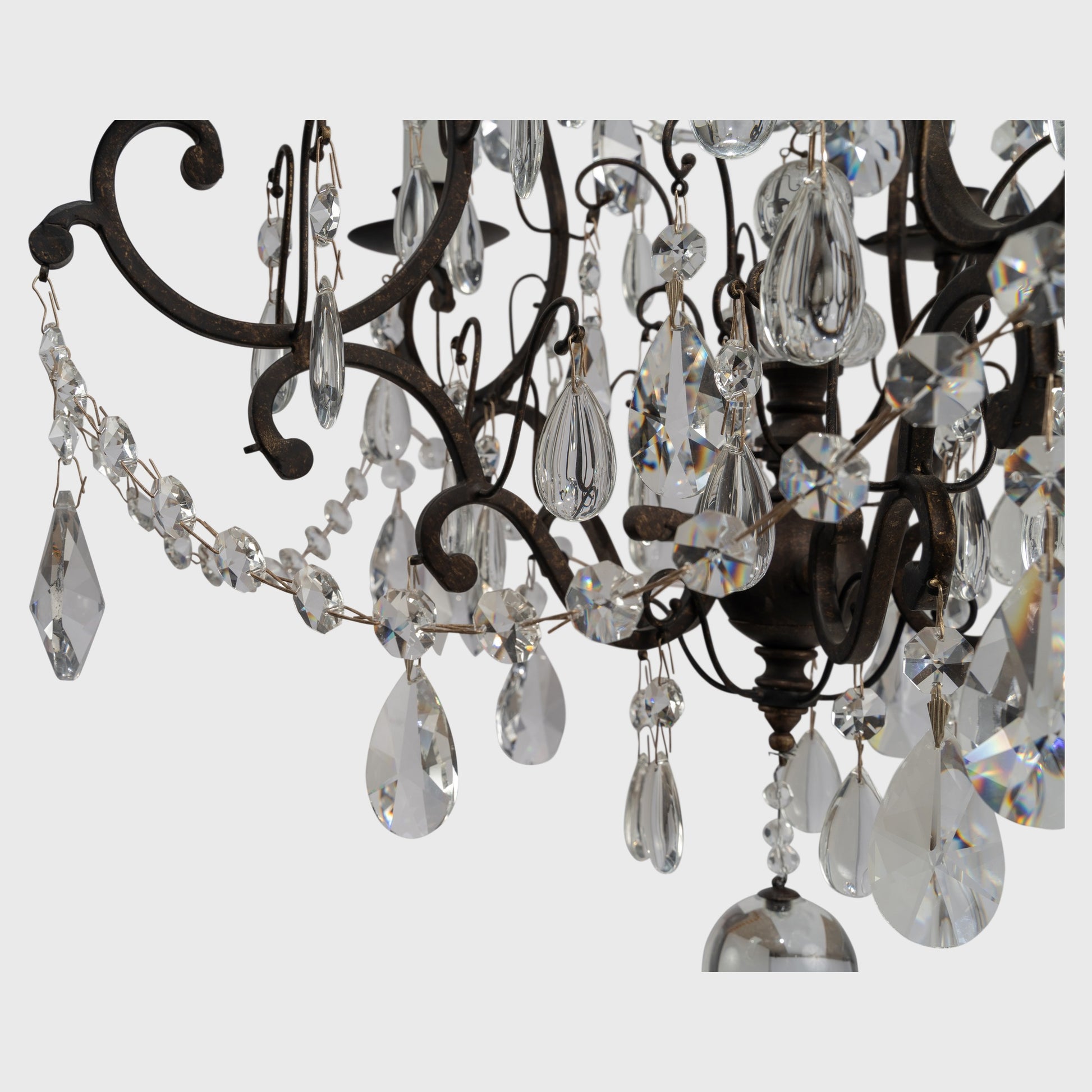 Salzburg 5 Light Crystal Glass Chandelier Light, Bronze