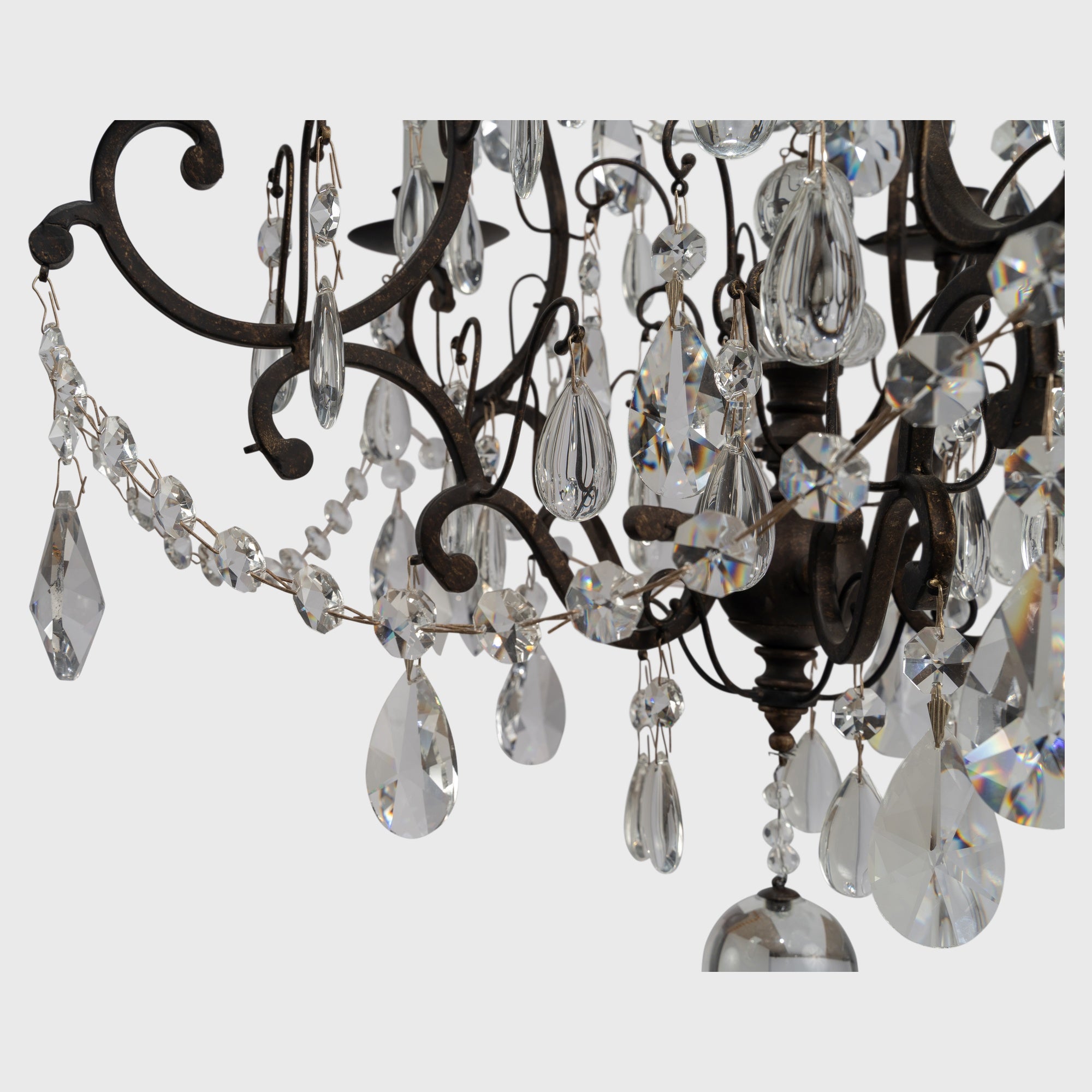 Salzburg 5 Light Crystal Glass Chandelier Light, Bronze
