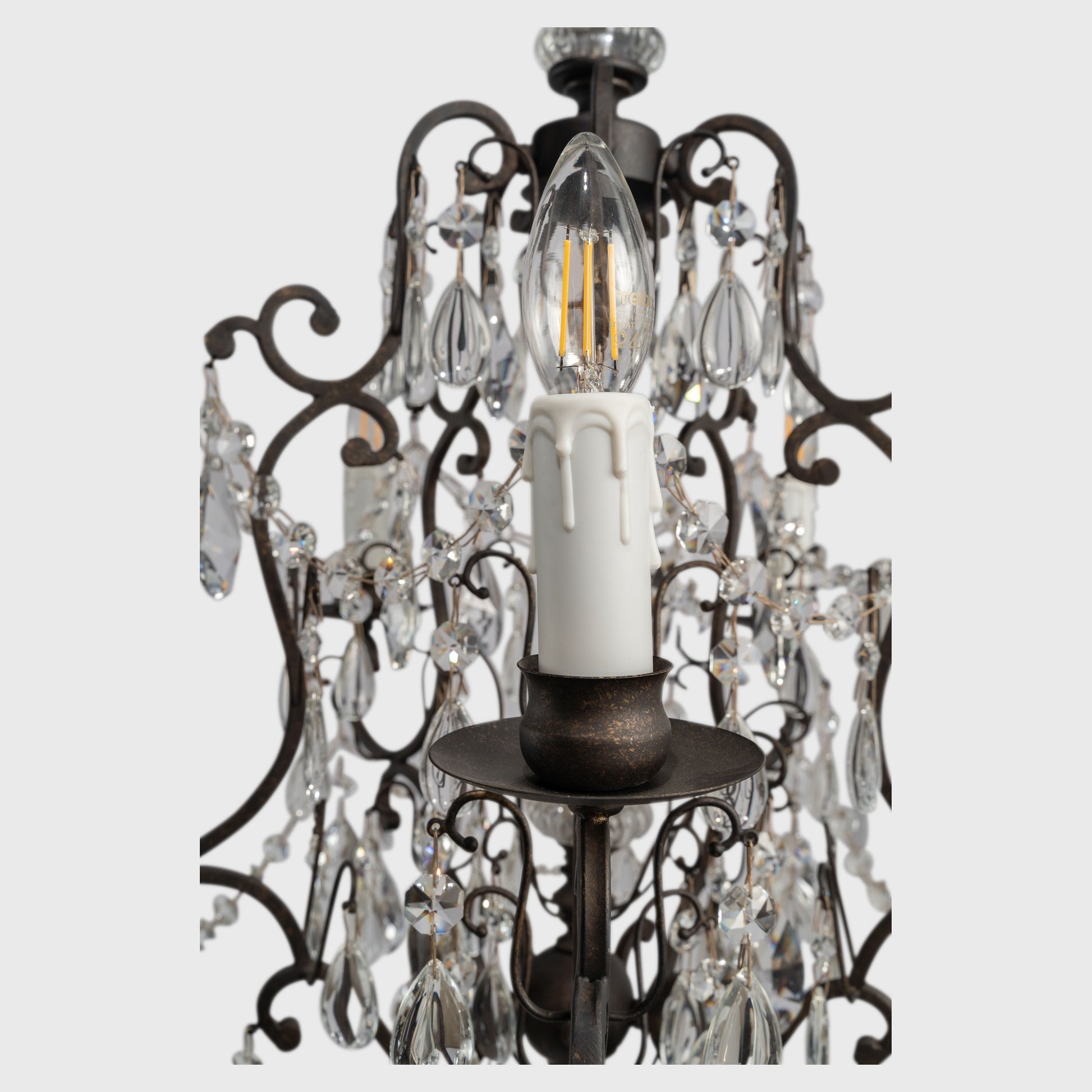 Salzburg 5 Light Crystal Glass Chandelier Light, Bronze