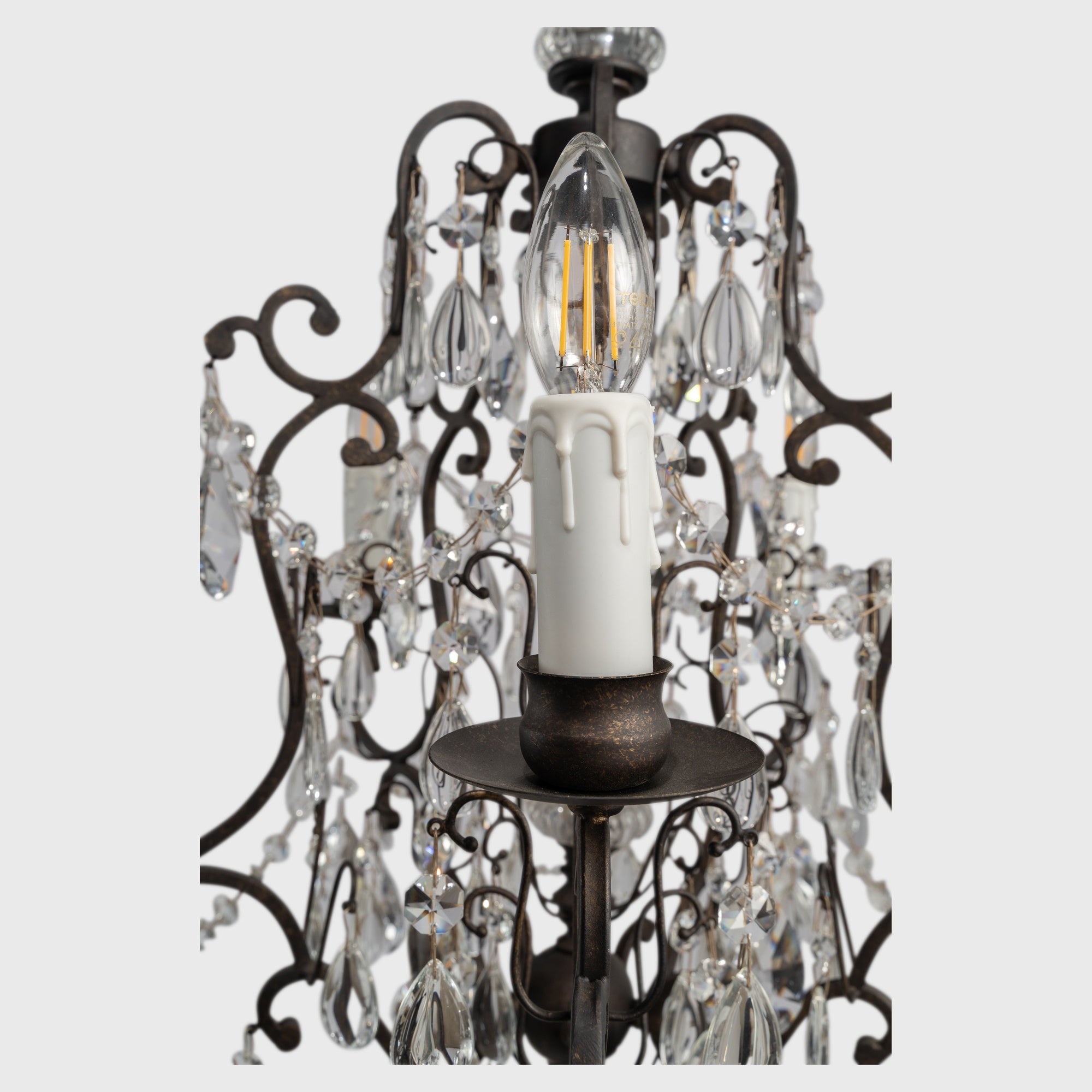 Salzburg 5 Light Crystal Glass Chandelier Light, Bronze