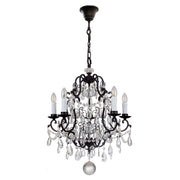 Salzburg 5 Light Crystal Glass Chandelier Light, Bronze