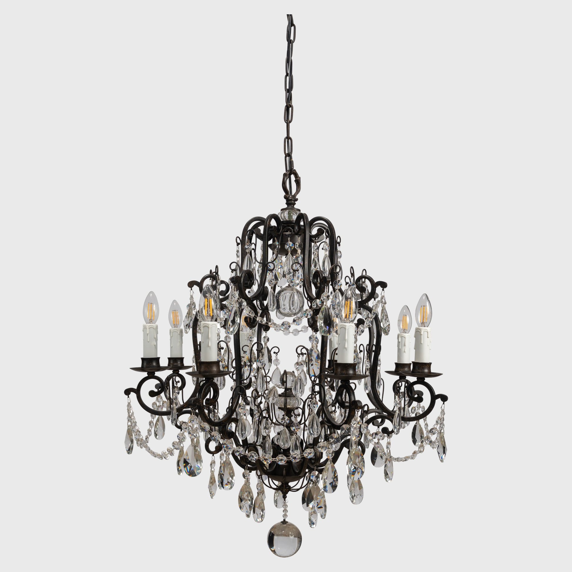 Salzburg 8 Light Crystal Glass Chandelier Light, Bronze