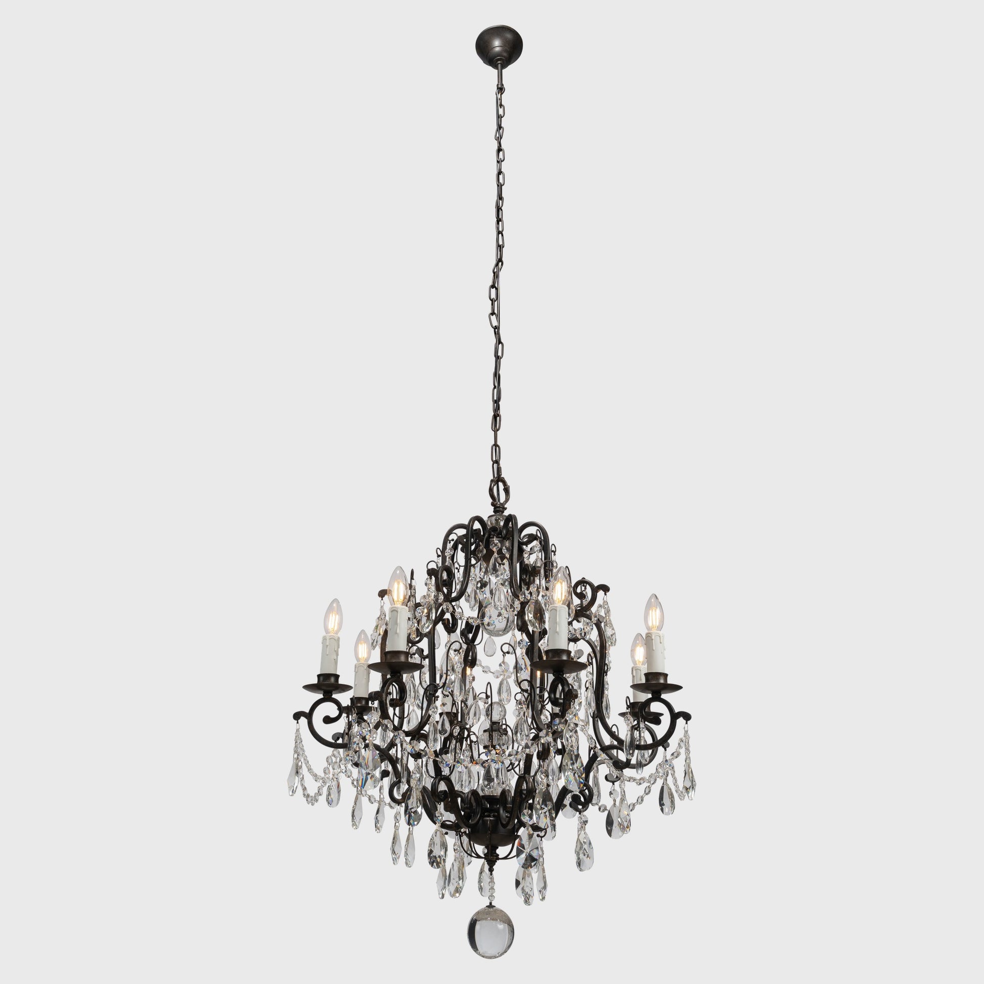 Salzburg 8 Light Crystal Glass Chandelier Light, Bronze