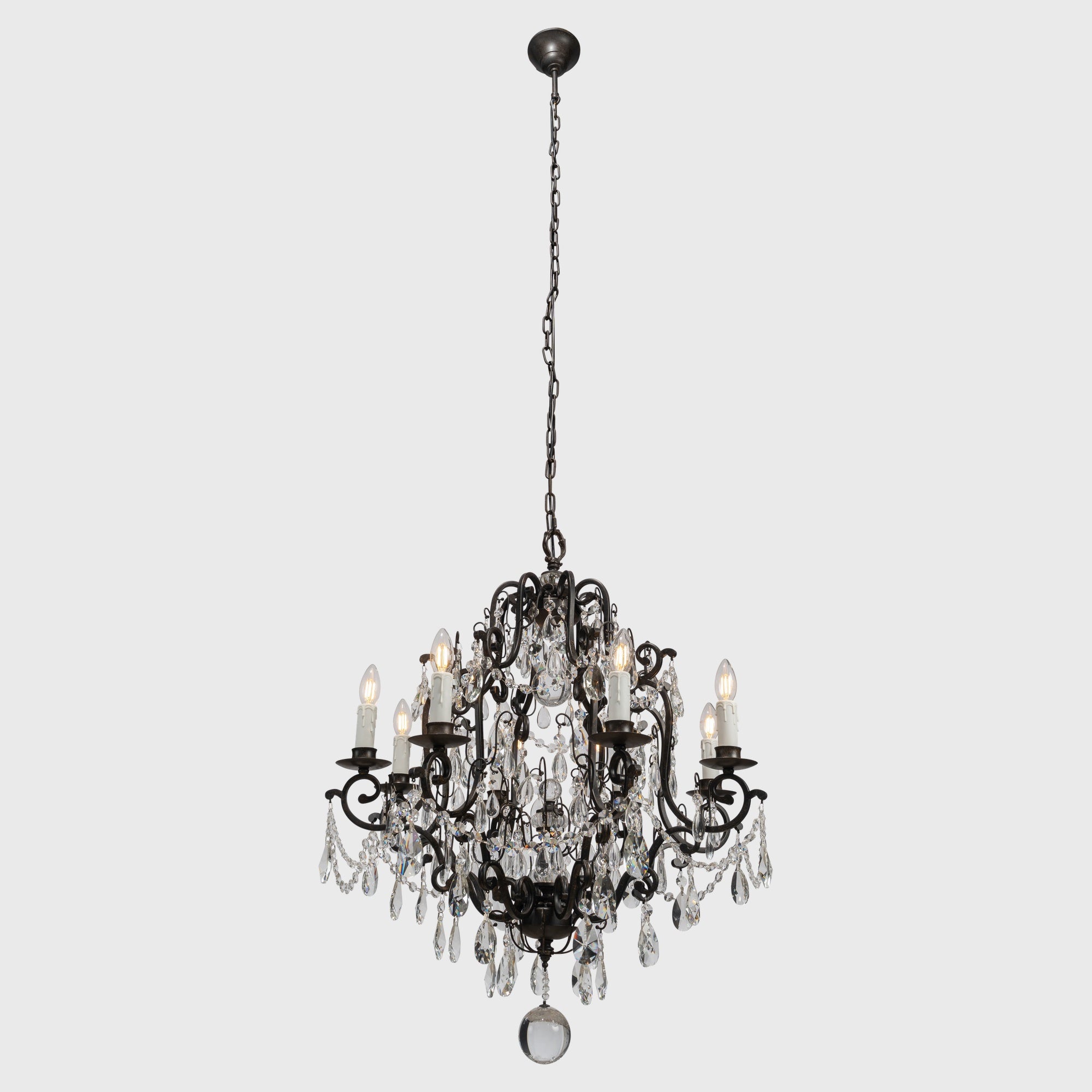Salzburg 8 Light Crystal Glass Chandelier Light, Bronze