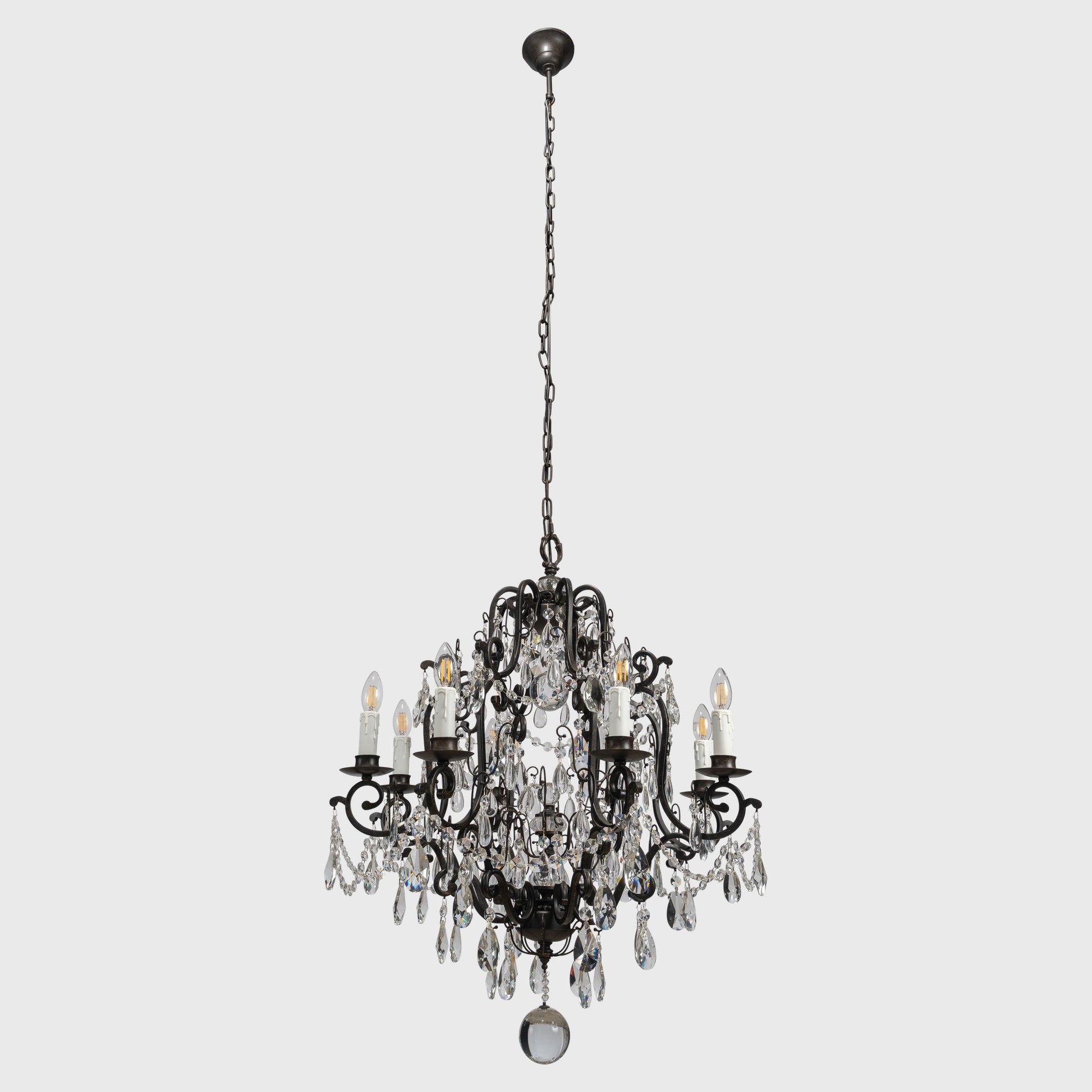 Salzburg 8 Light Crystal Glass Chandelier Light, Bronze