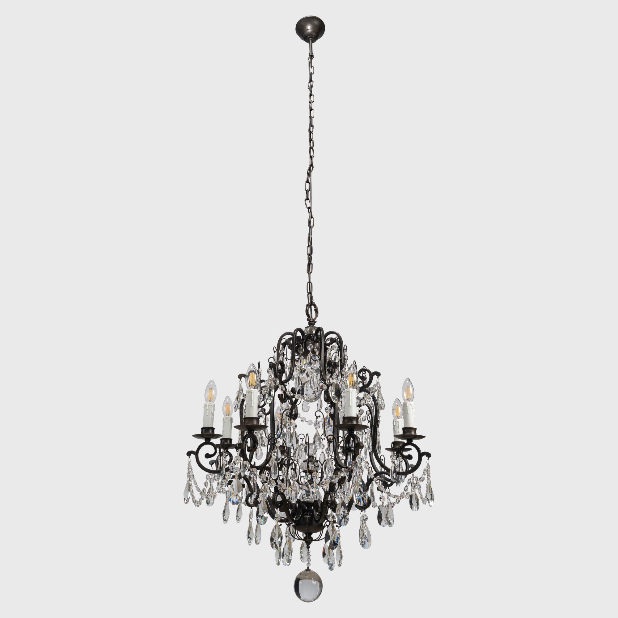 Salzburg 8 Light Crystal Glass Chandelier Light, Bronze