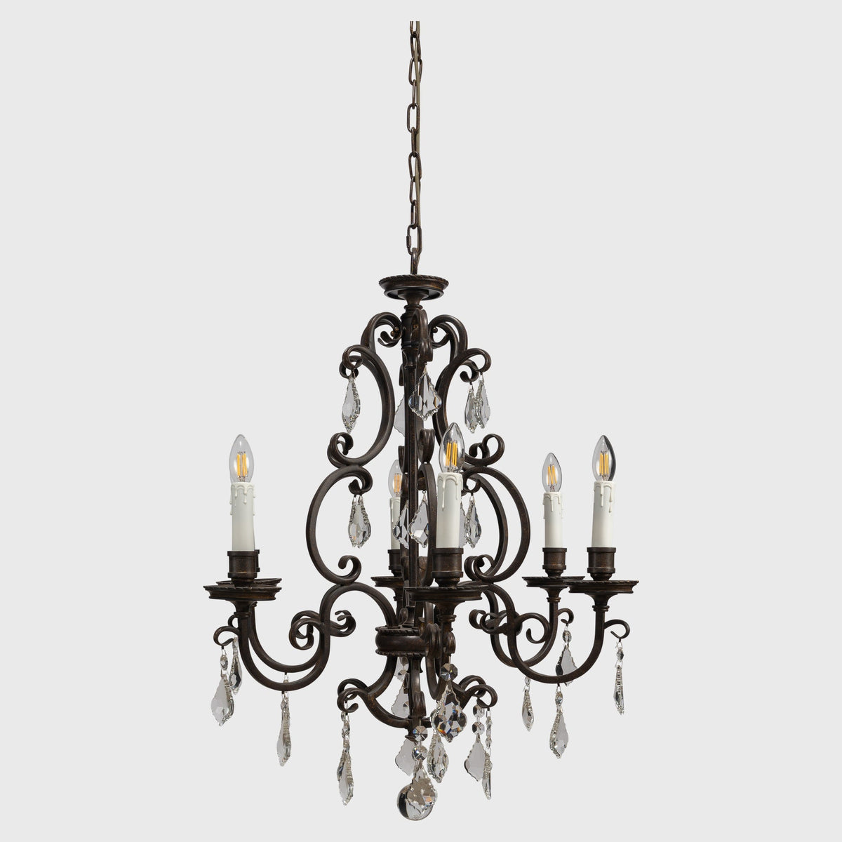 Salzburg 8 Light Crystal Glass Chandelier Light, Bronze