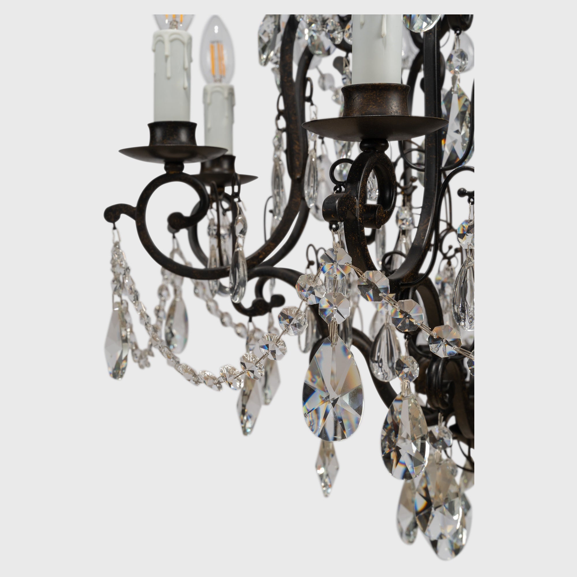 Salzburg 8 Light Crystal Glass Chandelier Light, Bronze