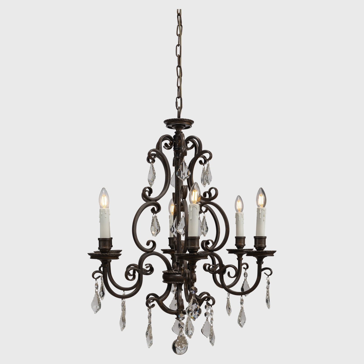 Salzburg 8 Light Crystal Glass Chandelier Light, Bronze