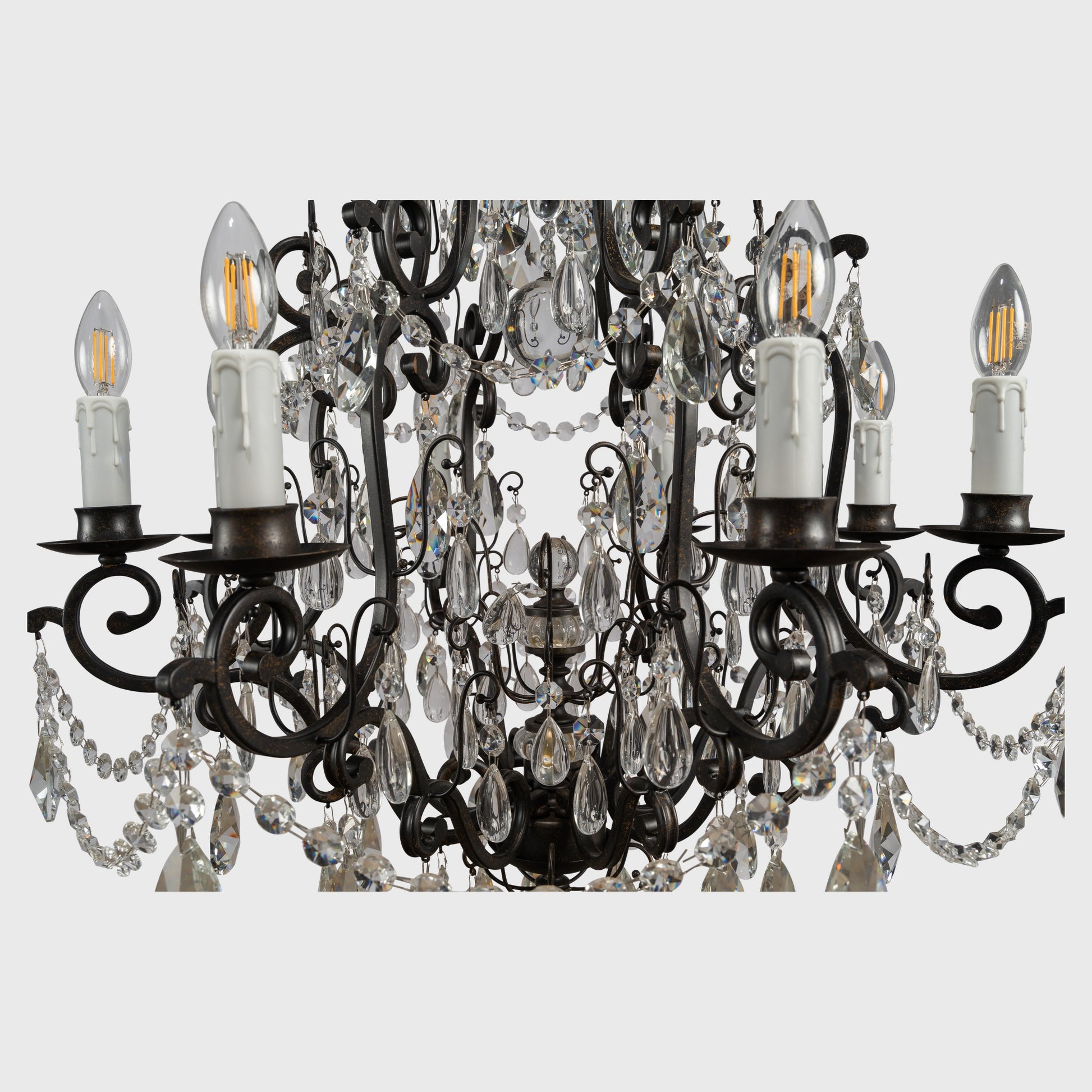 Salzburg 8 Light Crystal Glass Chandelier Light, Bronze