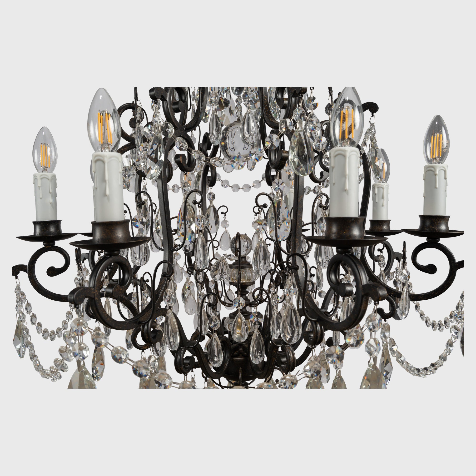 Salzburg 8 Light Crystal Glass Chandelier Light, Bronze