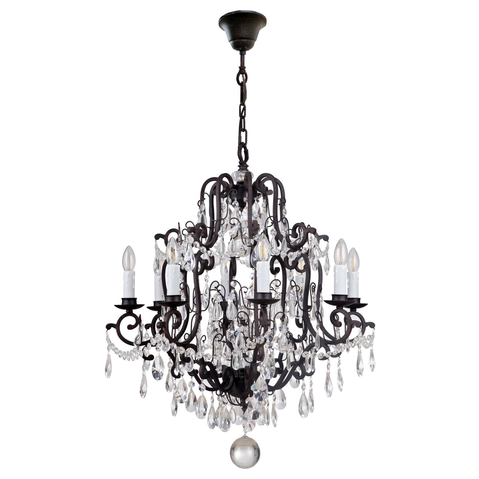 Salzburg 8 Light Crystal Glass Chandelier Light, Bronze
