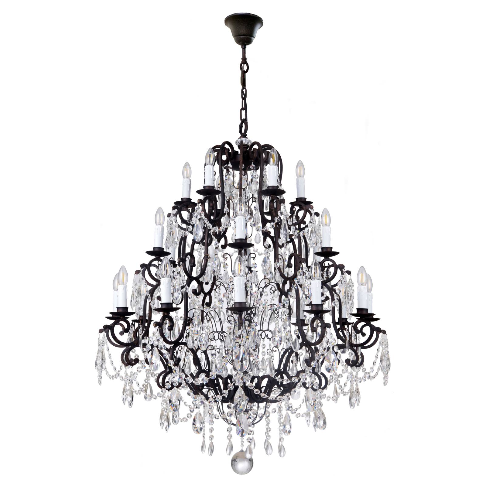 Salzburg 24 Light Crystal Glass Chandelier Light, Bronze