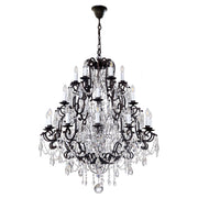 Salzburg 24 Light Crystal Glass Chandelier Light, Bronze