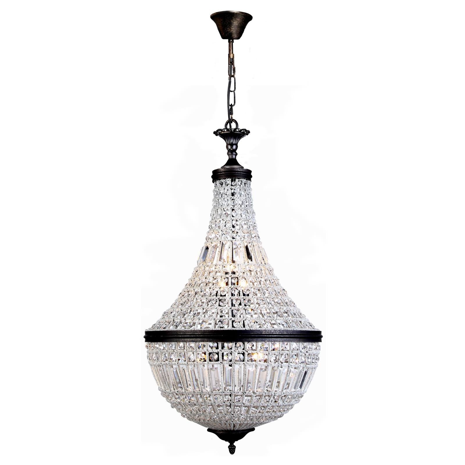 Marseilles Large 53cm 8 Light Basket Crystal Glass Chandelier, Bronze