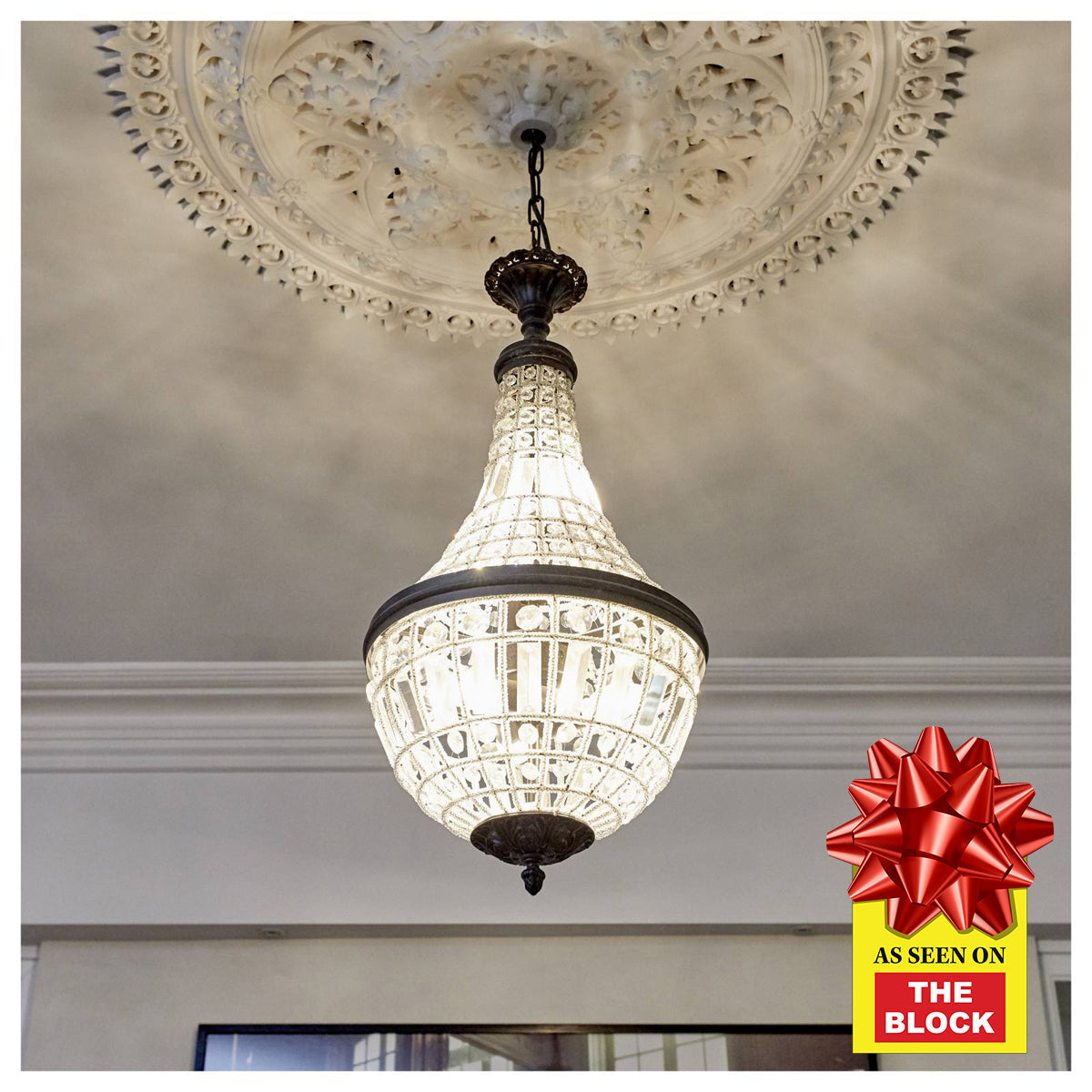 Marseilles Medium 44cm 6 Light Basket Crystal Glass Chandelier, Bronze