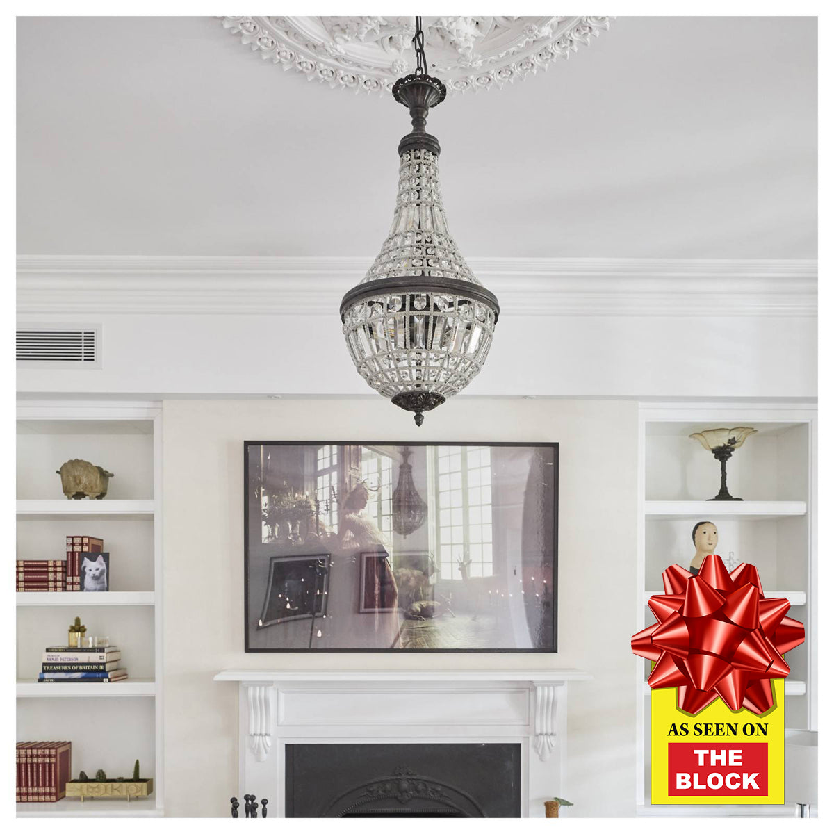 Marseilles Medium 44cm 6 Light Basket Crystal Glass Chandelier, Bronze