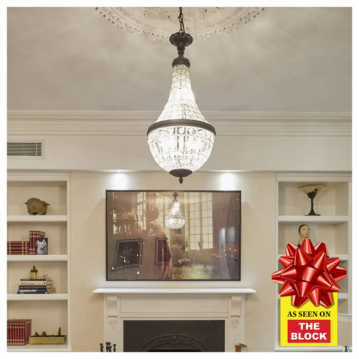 Marseilles Medium 44cm 6 Light Basket Crystal Glass Chandelier, Bronze