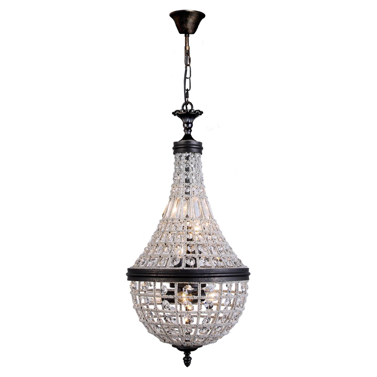 Marseilles Small 34cm 6 Light Basket Crystal Glass Chandelier, Bronze
