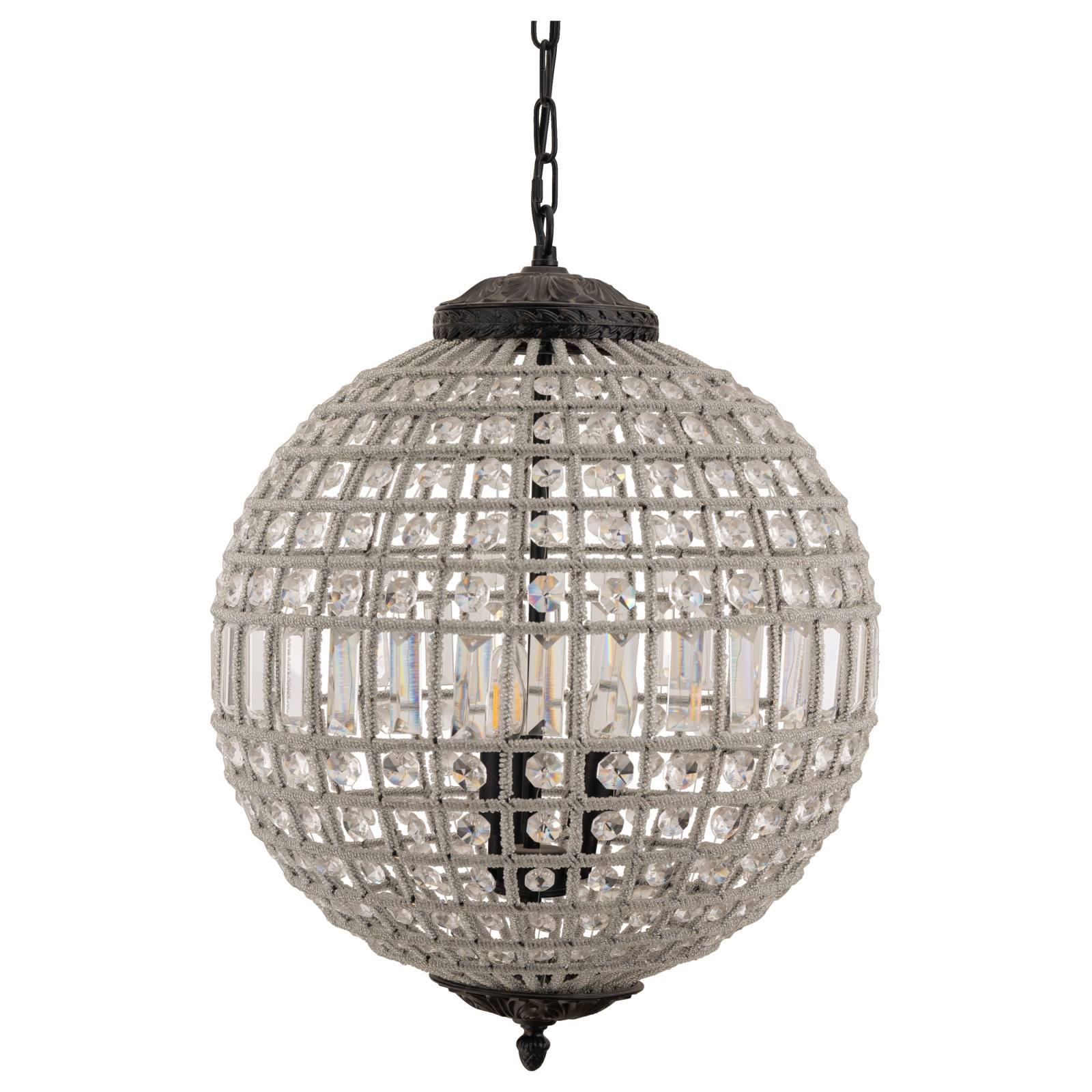 Marseilles Large 45cm 3 Light Ball Crystal Glass Chandelier, Bronze