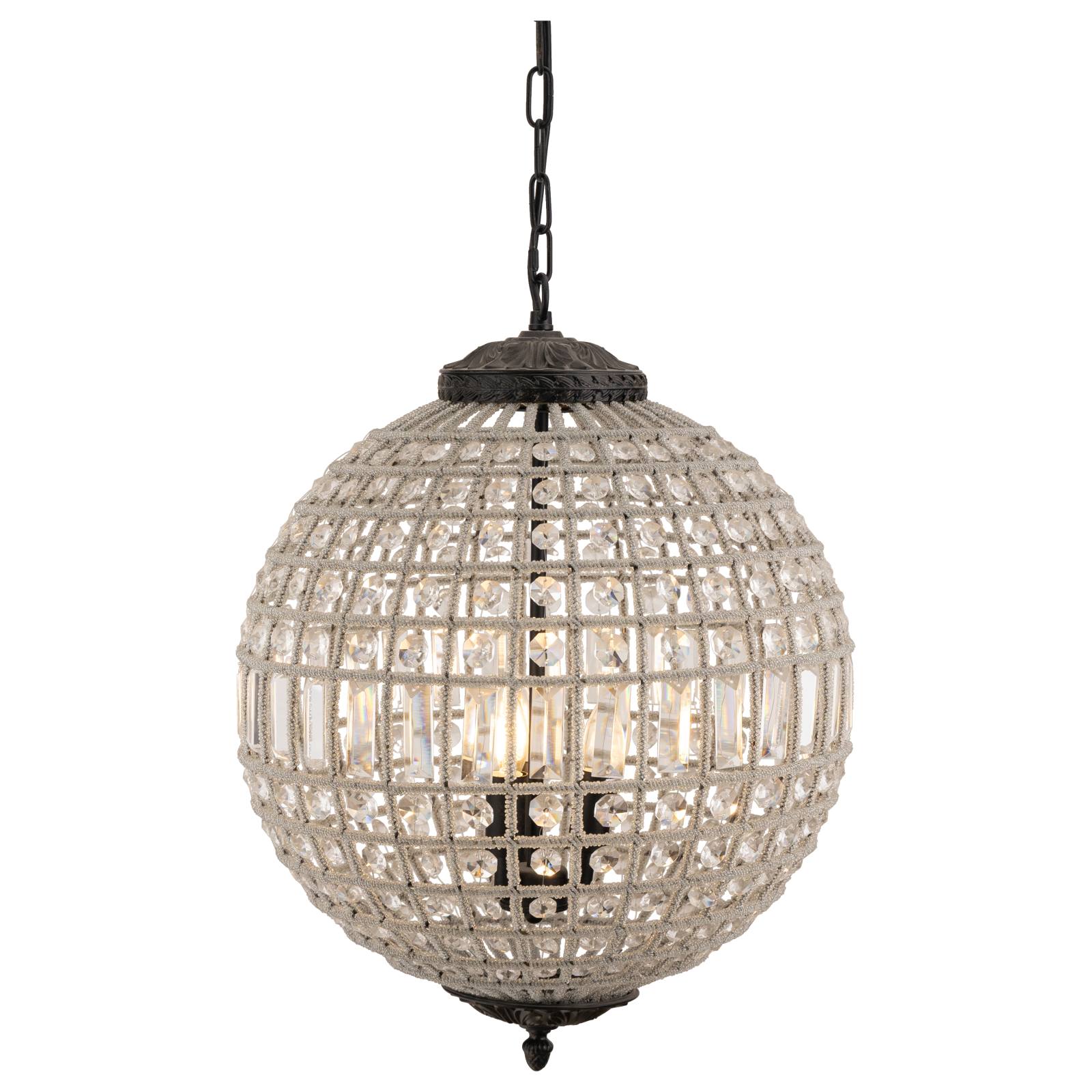 Marseilles Large 45cm 3 Light Ball Crystal Glass Chandelier, Bronze