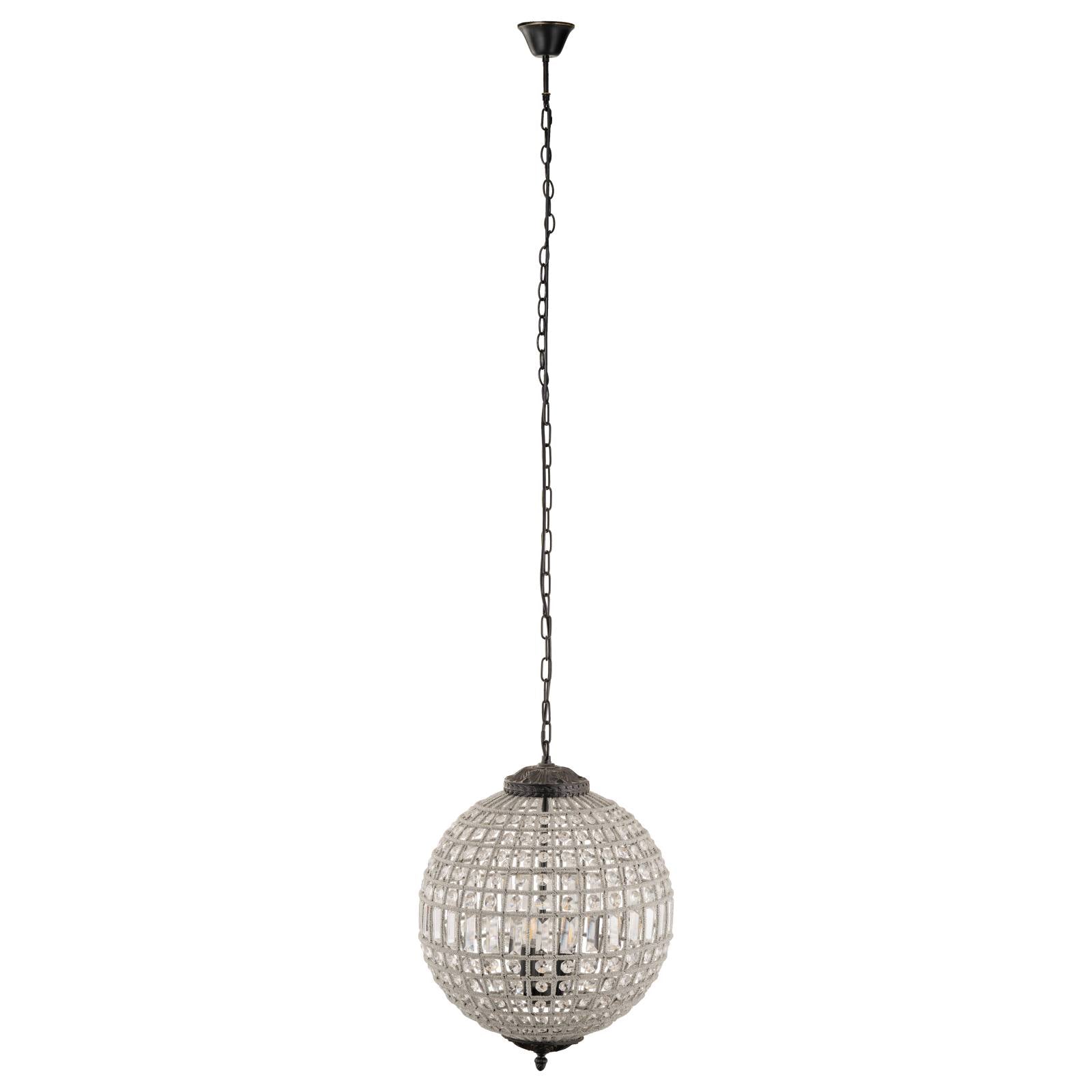 Marseilles Large 45cm 3 Light Ball Crystal Glass Chandelier, Bronze