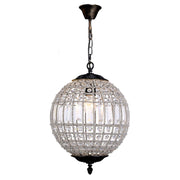 Marseilles Small 31cm 1 Light Ball Crystal Glass Chandelier, Bronze