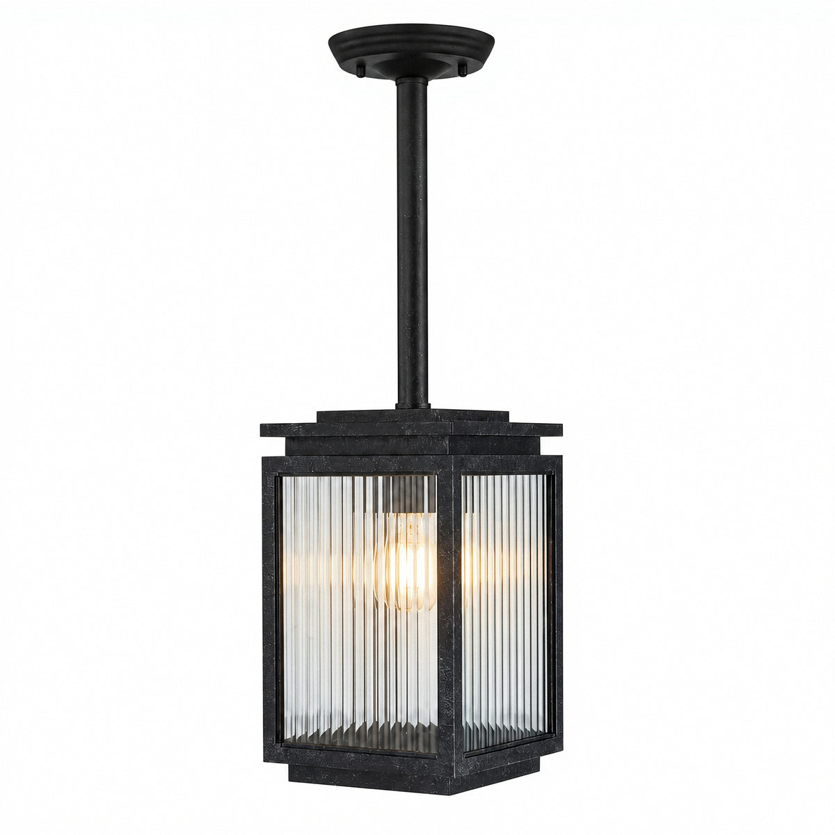 Boulevard Small Outdoor Rod Pendant, Antique Black
